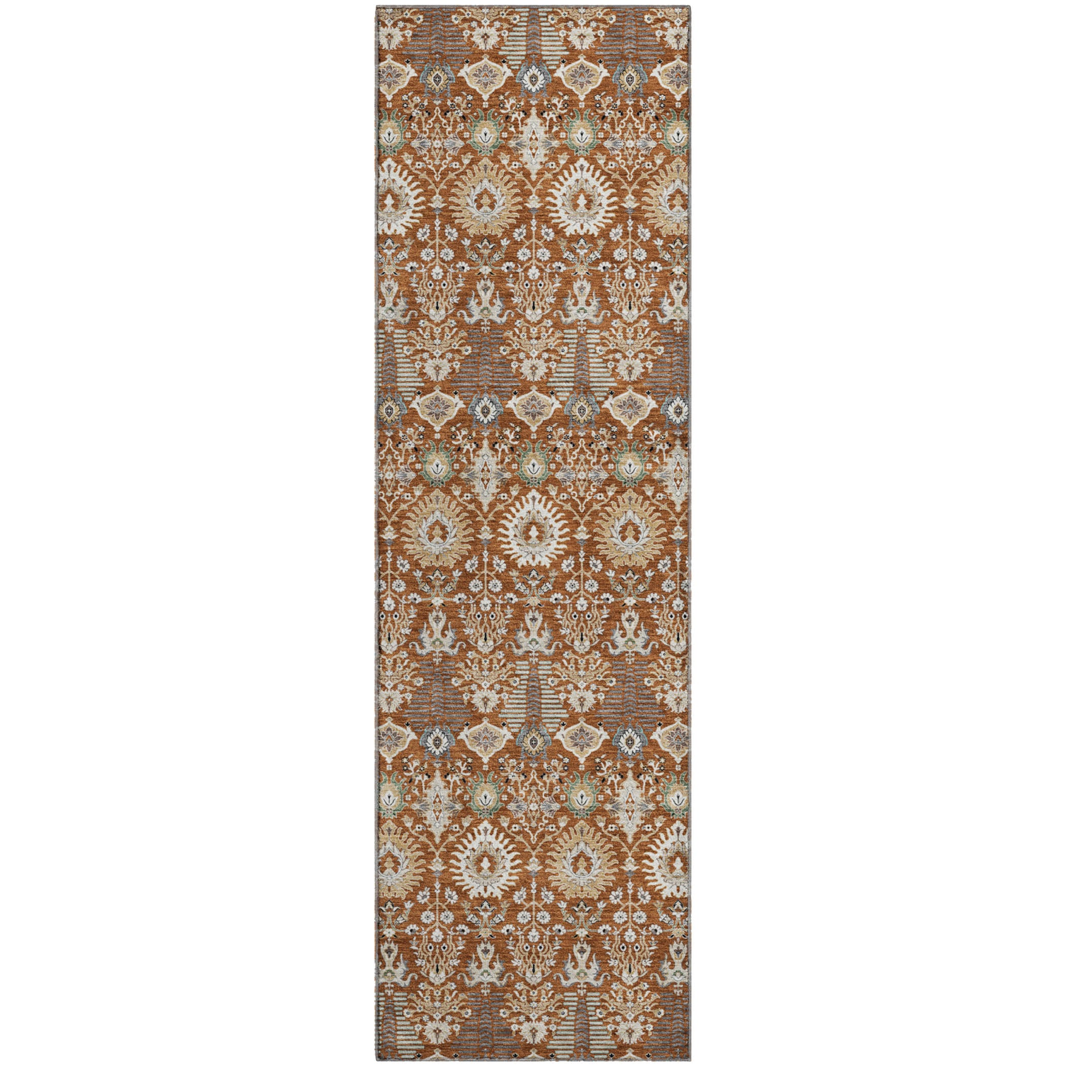 Sintra Machine Washable Traditional Paprika Orange Rug 2'3" x 7'6" #shape_Runner