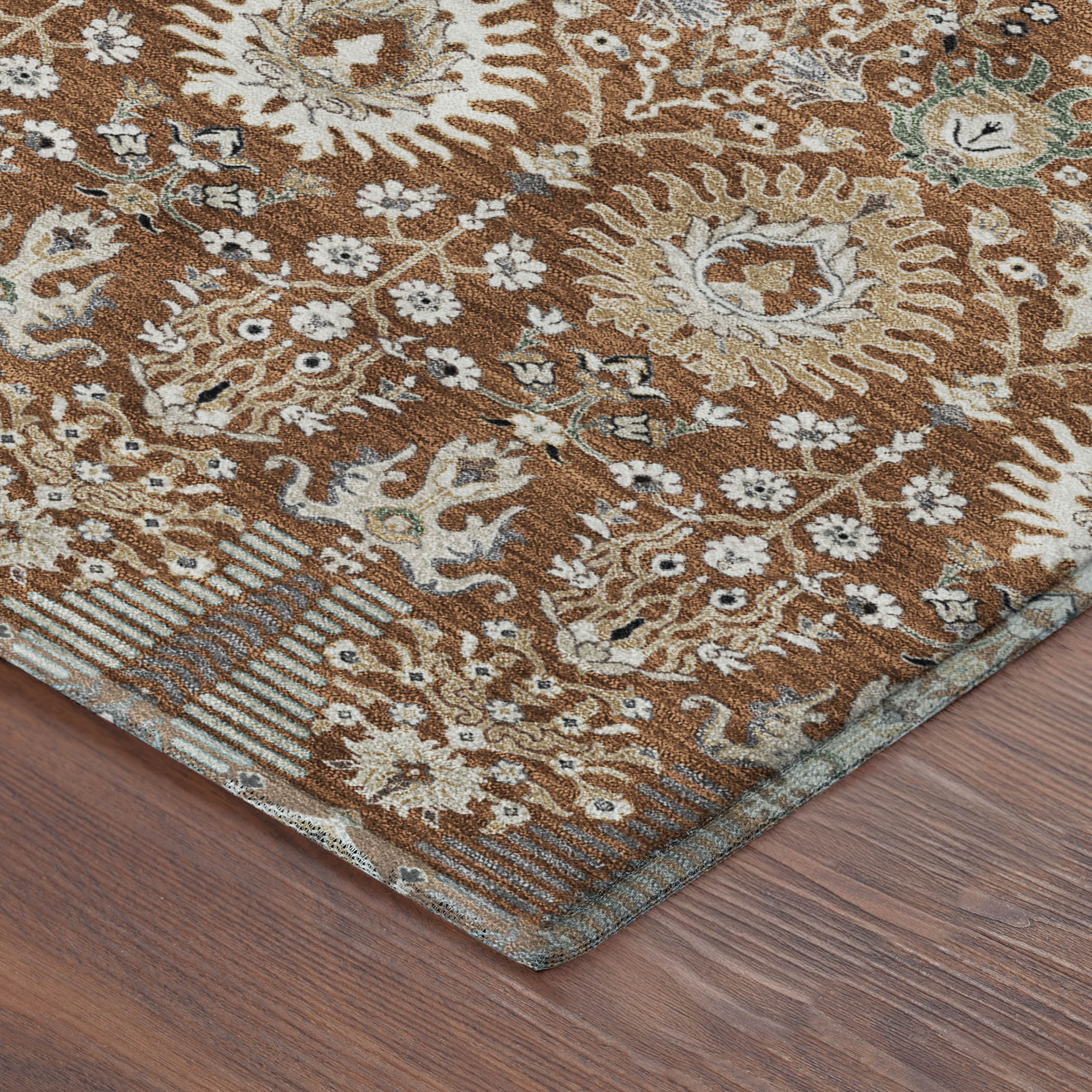 Sintra Machine Washable Traditional Paprika Orange Rug 1'8" x 2'6" #shape_Rectangle