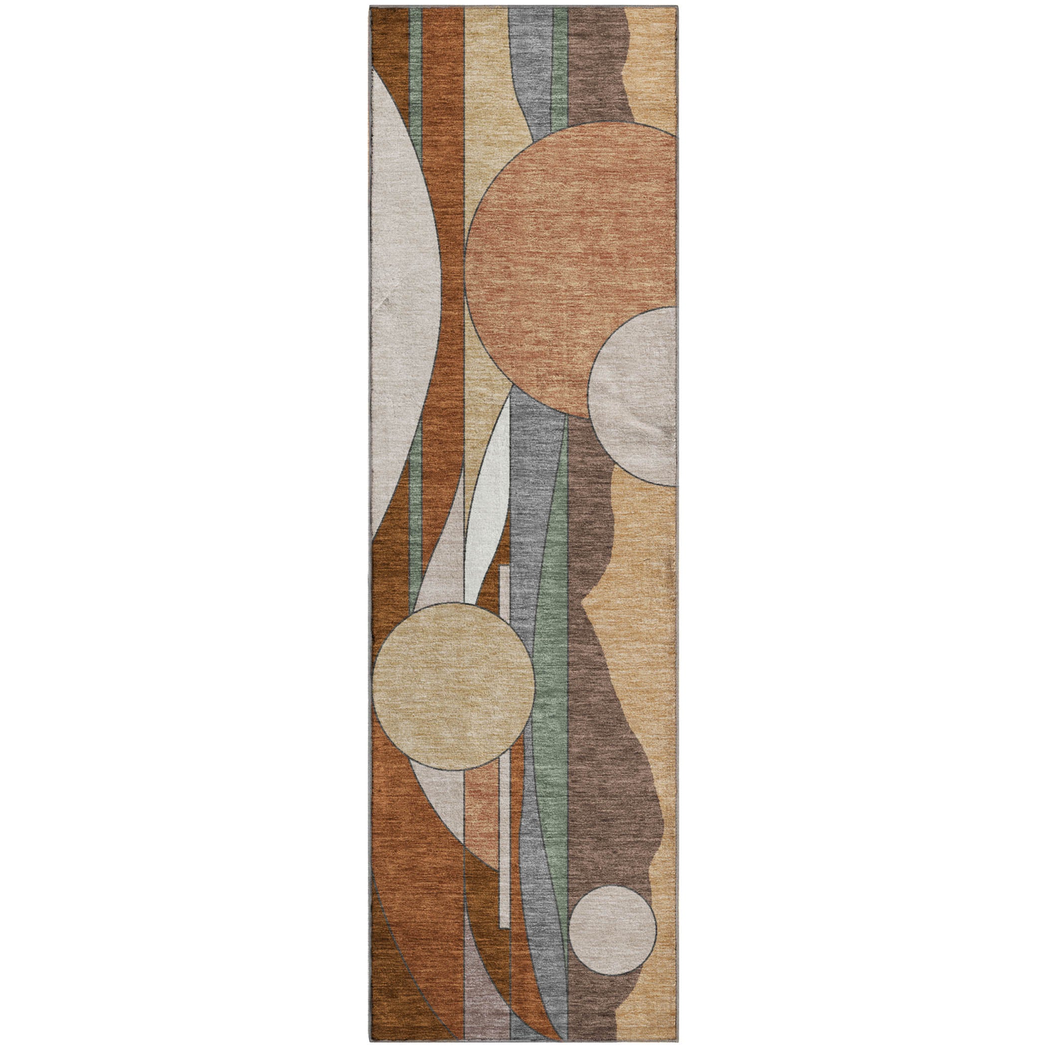 Vienna Machine Washable Transitional Copper Orange Rug 2'3" x 7'6" #shape_Runner