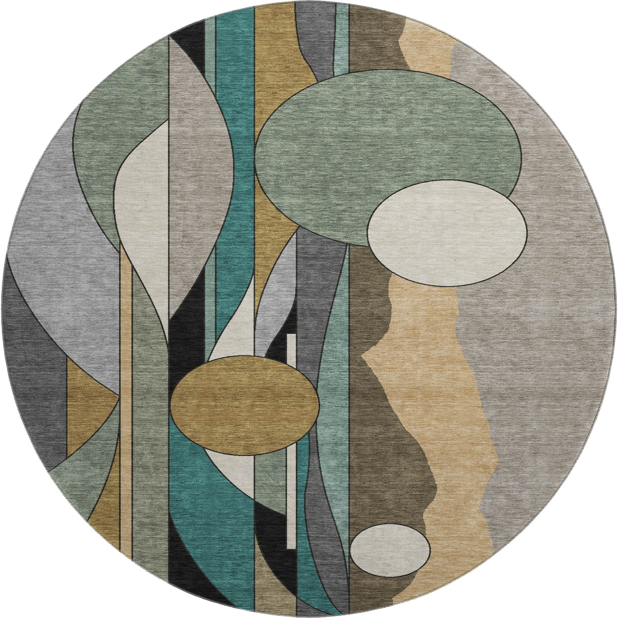 Vienna Machine Washable Transitional Taupe Brown Rug 8' x 8' #shape_Round