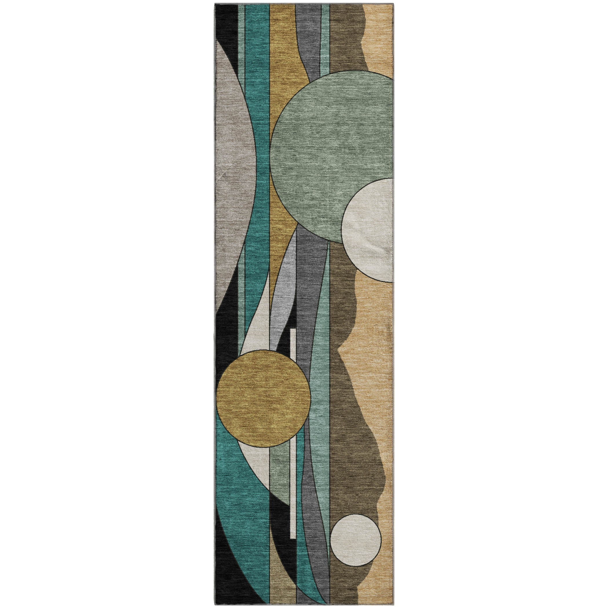 Vienna Machine Washable Transitional Taupe Brown Rug 2'3" x 7'6" #shape_Runner