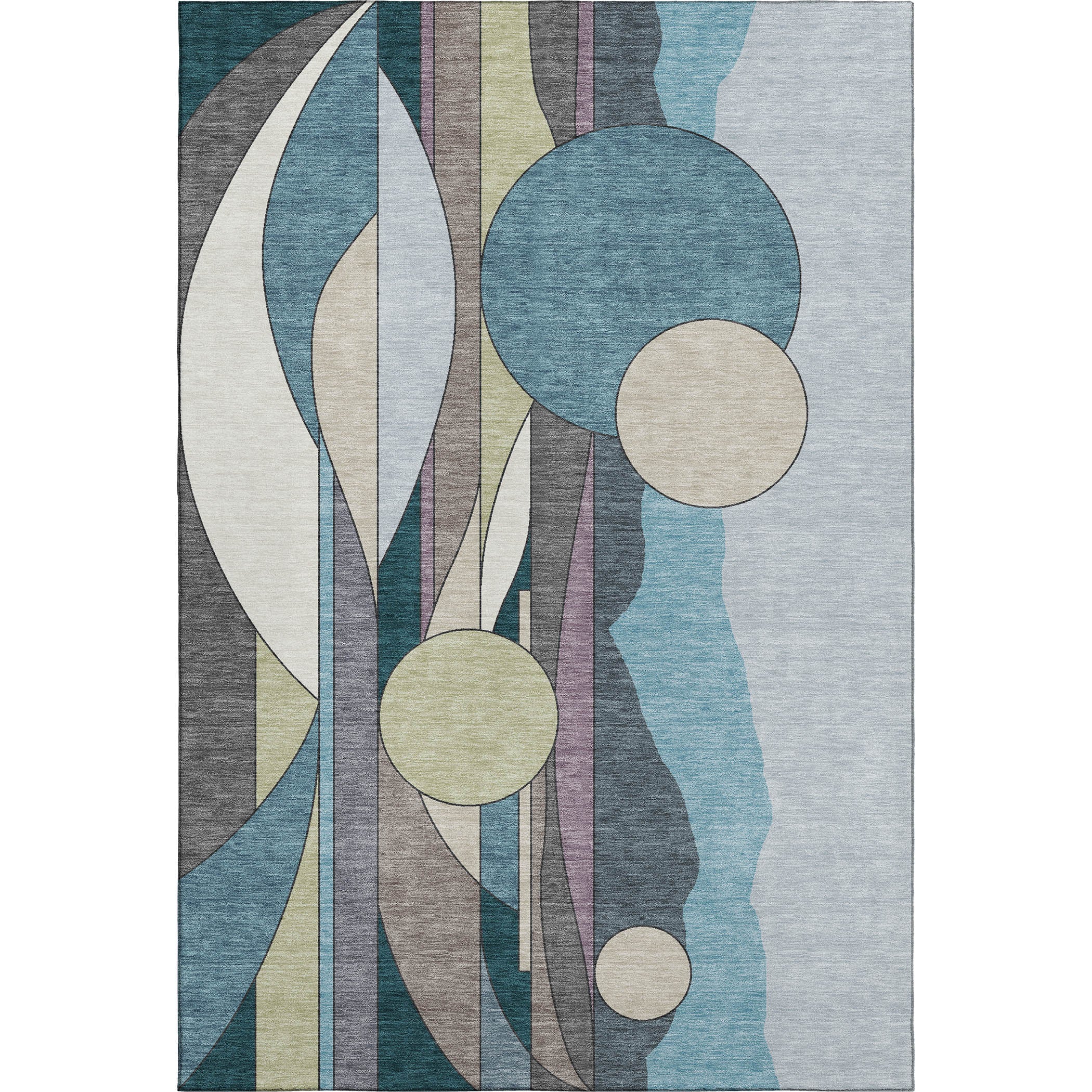 Vienna Machine Washable Transitional Teal Rug 2'6" x 3'10" #shape_Rectangle