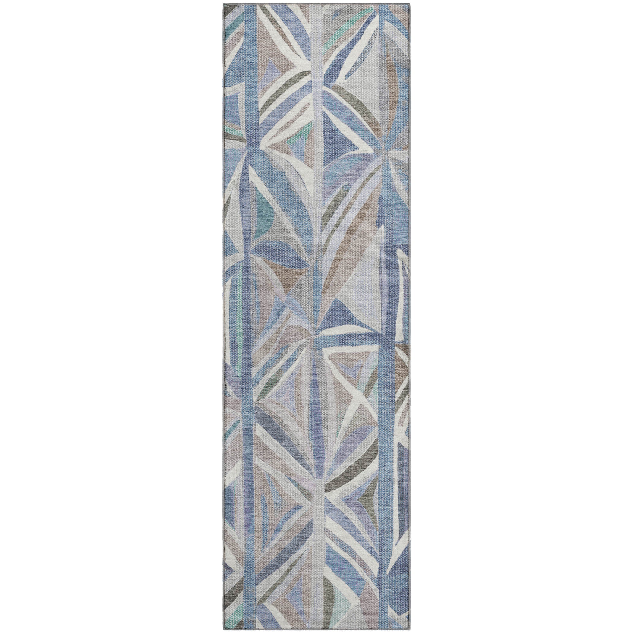 Split Machine Washable Transitional Denim Blue Rug 2'3" x 7'6" #shape_Runner