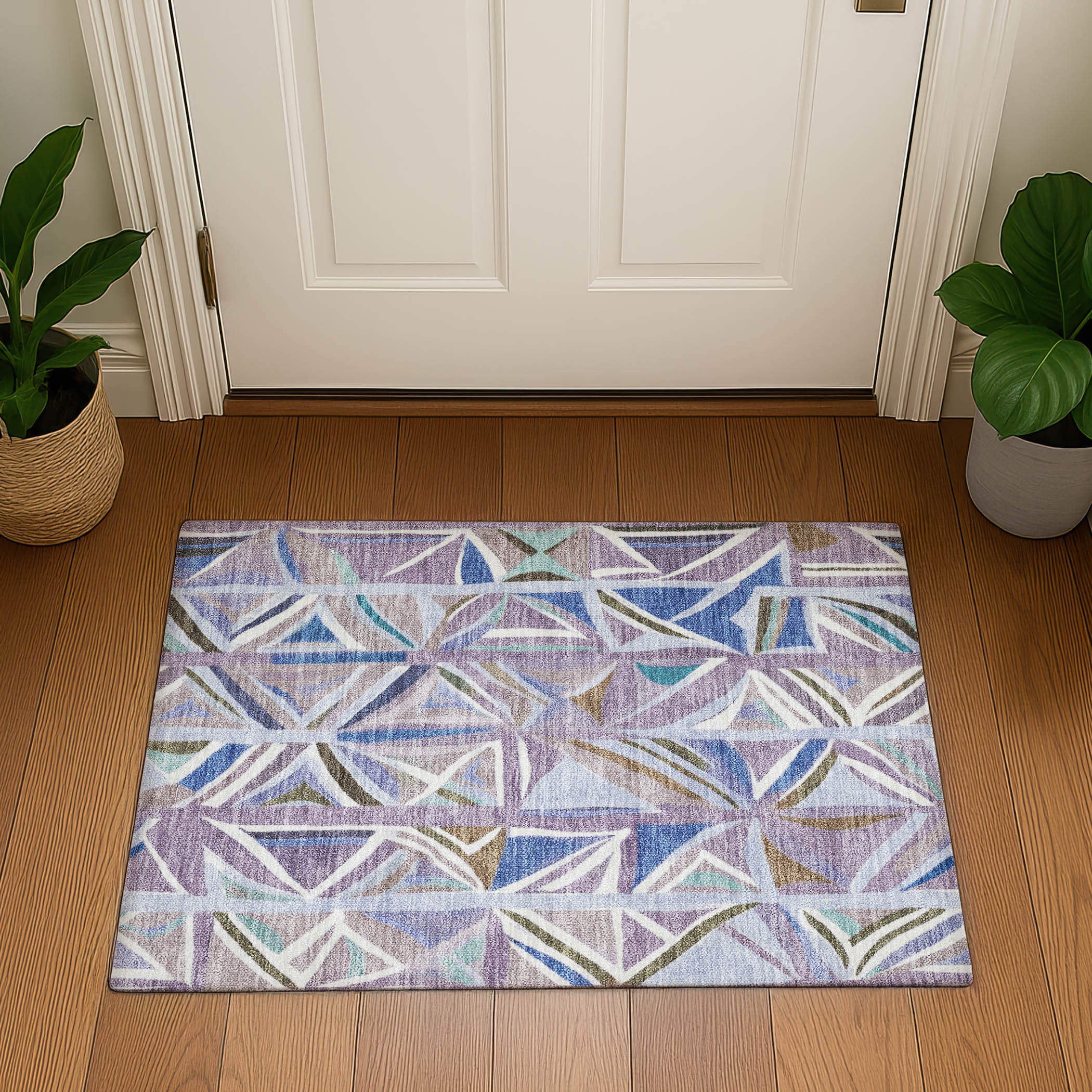 Split Machine Washable Transitional Lavender Purple Rug 1'8" x 2'6" #shape_Rectangle