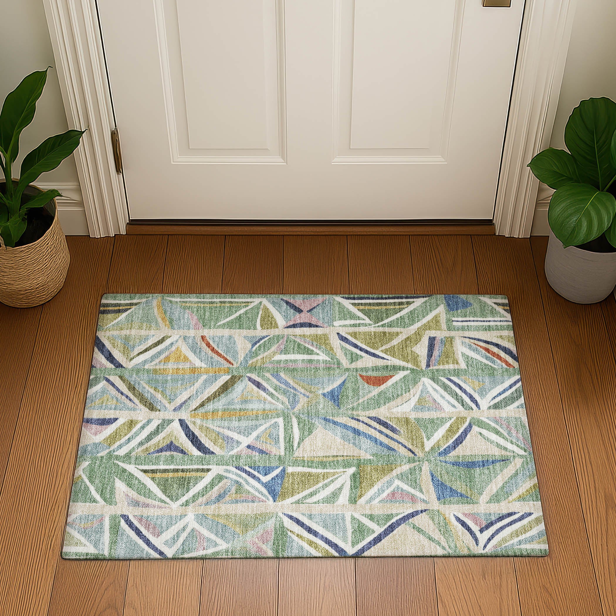 Split Machine Washable Transitional Sage Green Rug 1'8" x 2'6" #shape_Rectangle