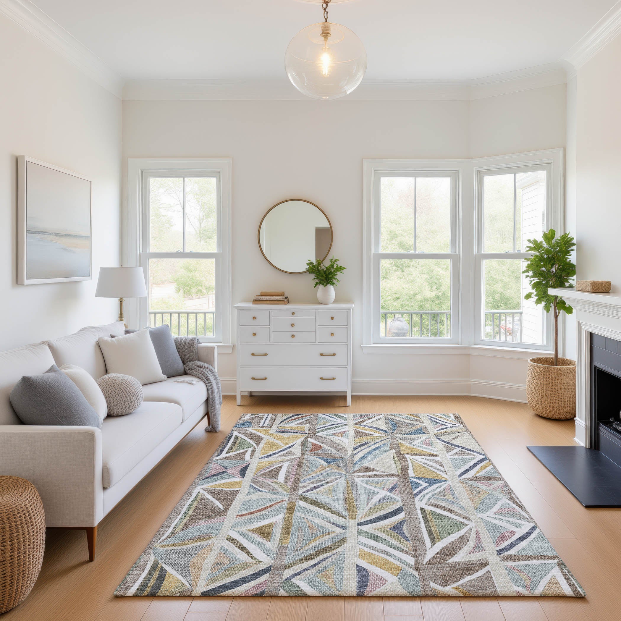 Split Machine Washable Transitional Taupe Brown Rug 2'6" x 3'10" #shape_Rectangle