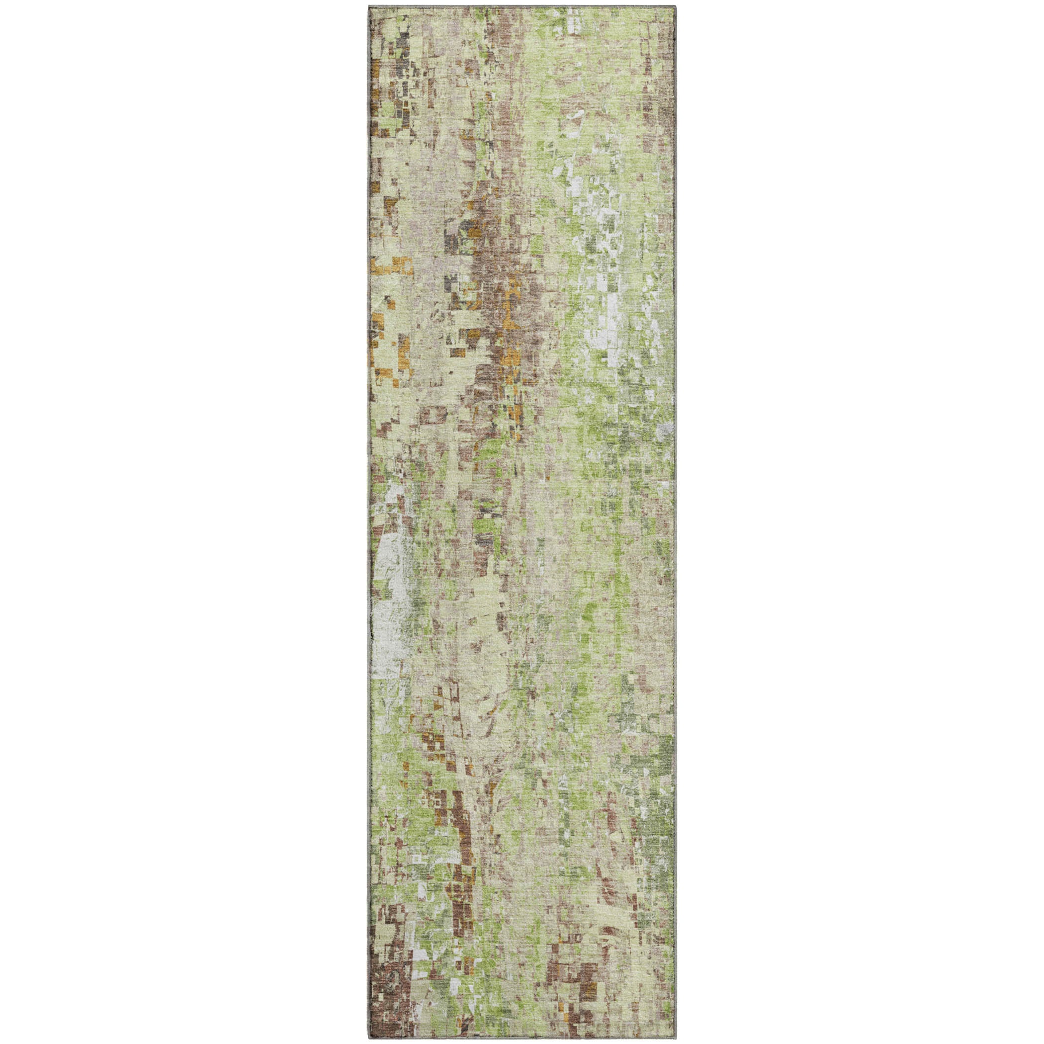 Lima Machine Washable Transitional Green Rug 2'3" x 7'6" #shape_Runner