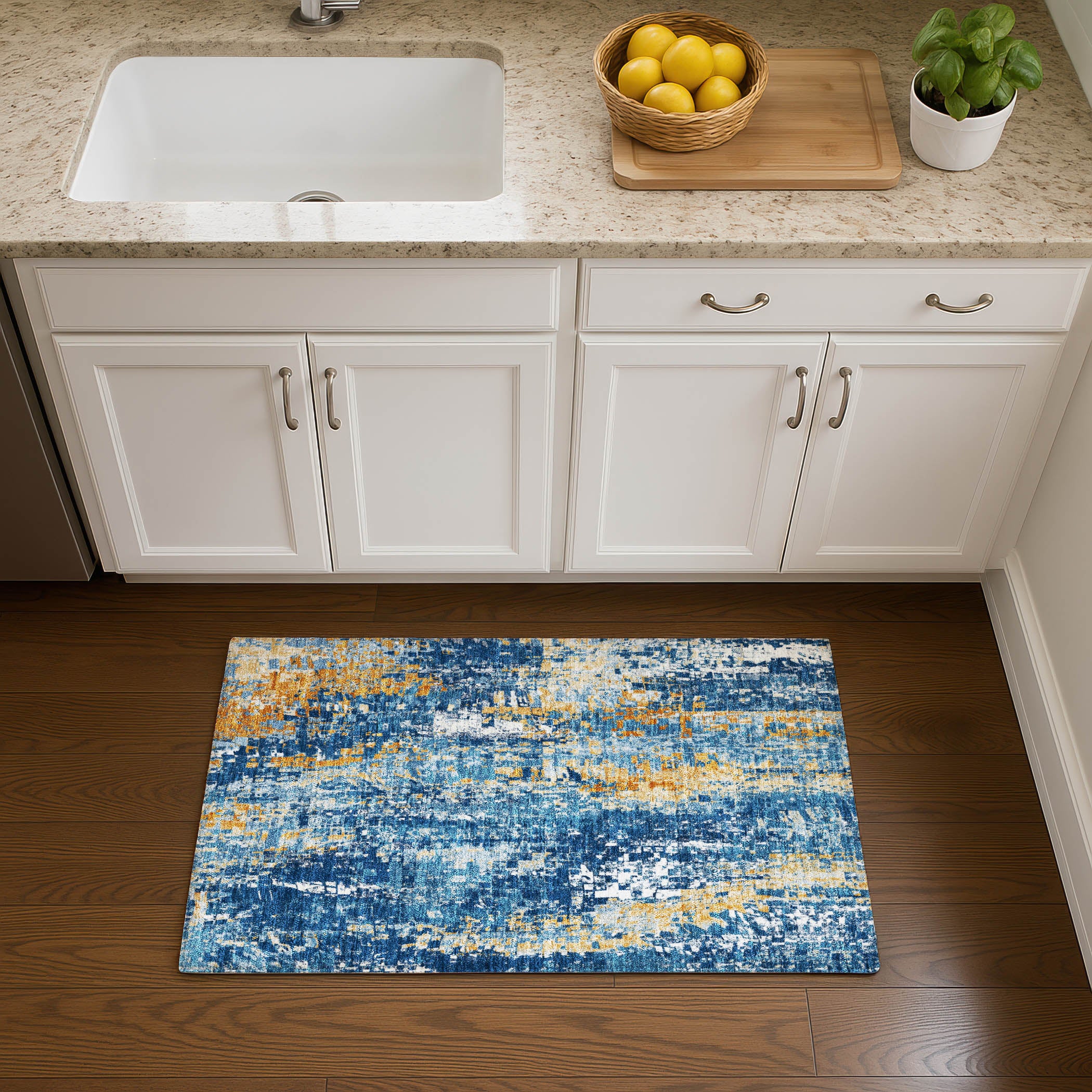 Lima Machine Washable Transitional Navy Blue Rug 1'8" x 2'6" #shape_Rectangle