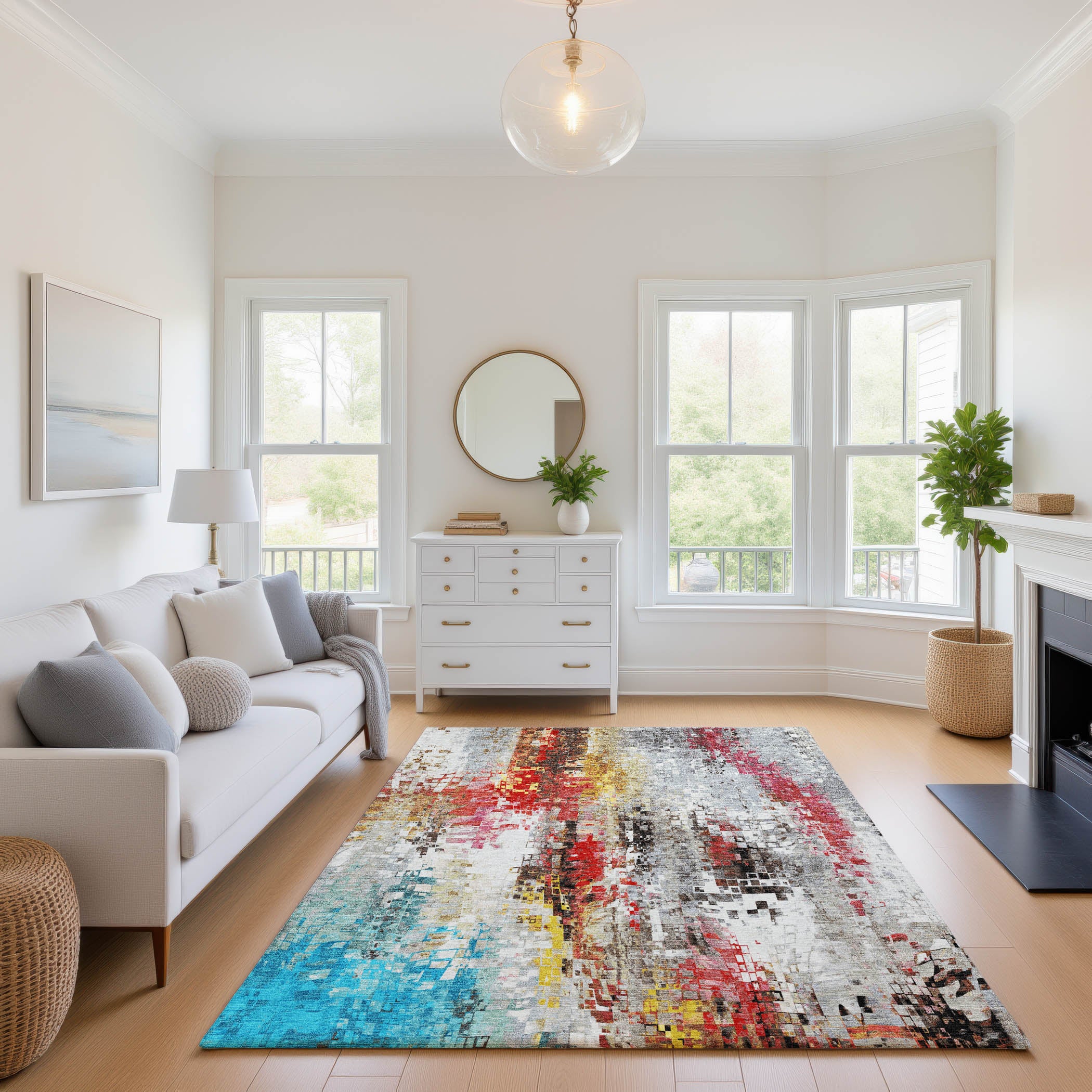 Lima Machine Washable Transitional Silver Gray Rug 2'6" x 3'10" #shape_Rectangle