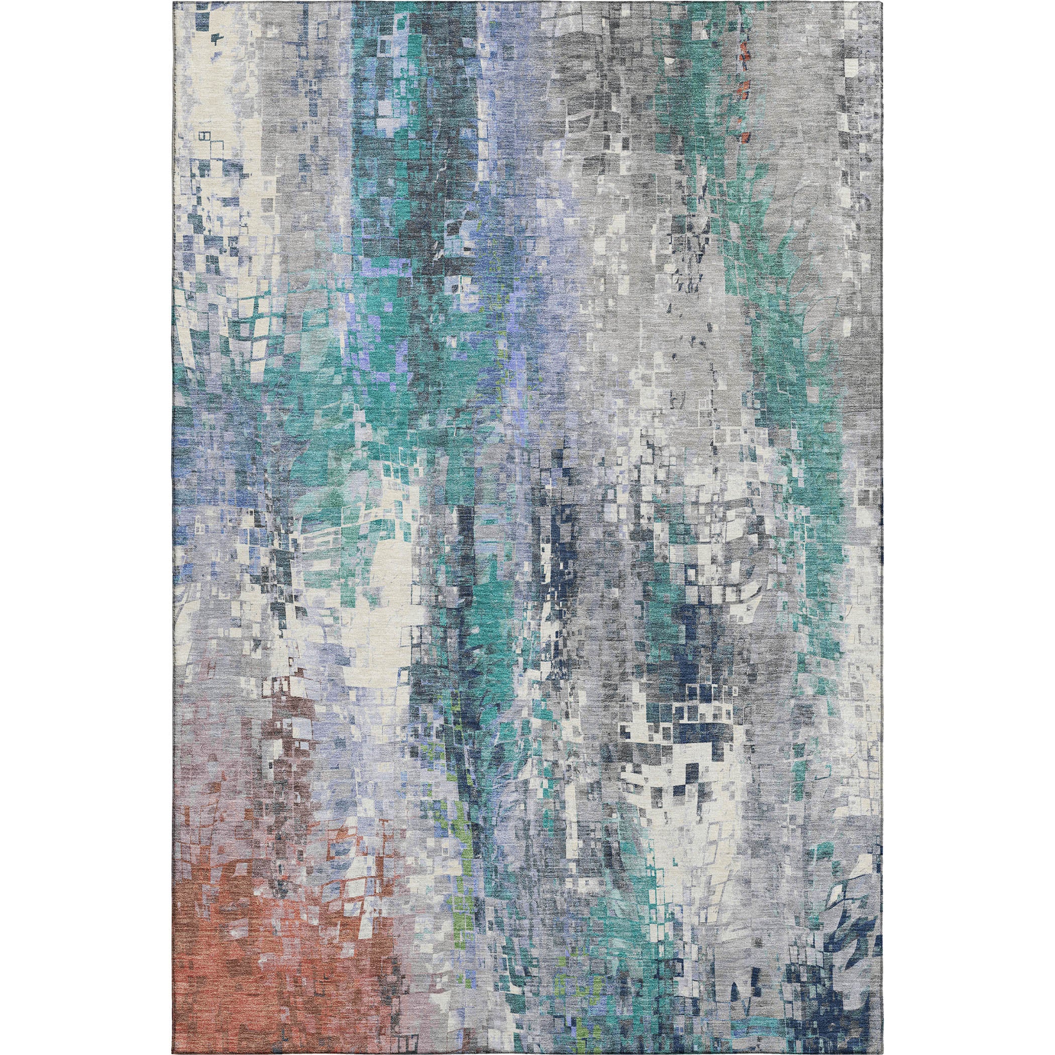 Lima Machine Washable Transitional Teal Rug 2'6" x 3'10" #shape_Rectangle