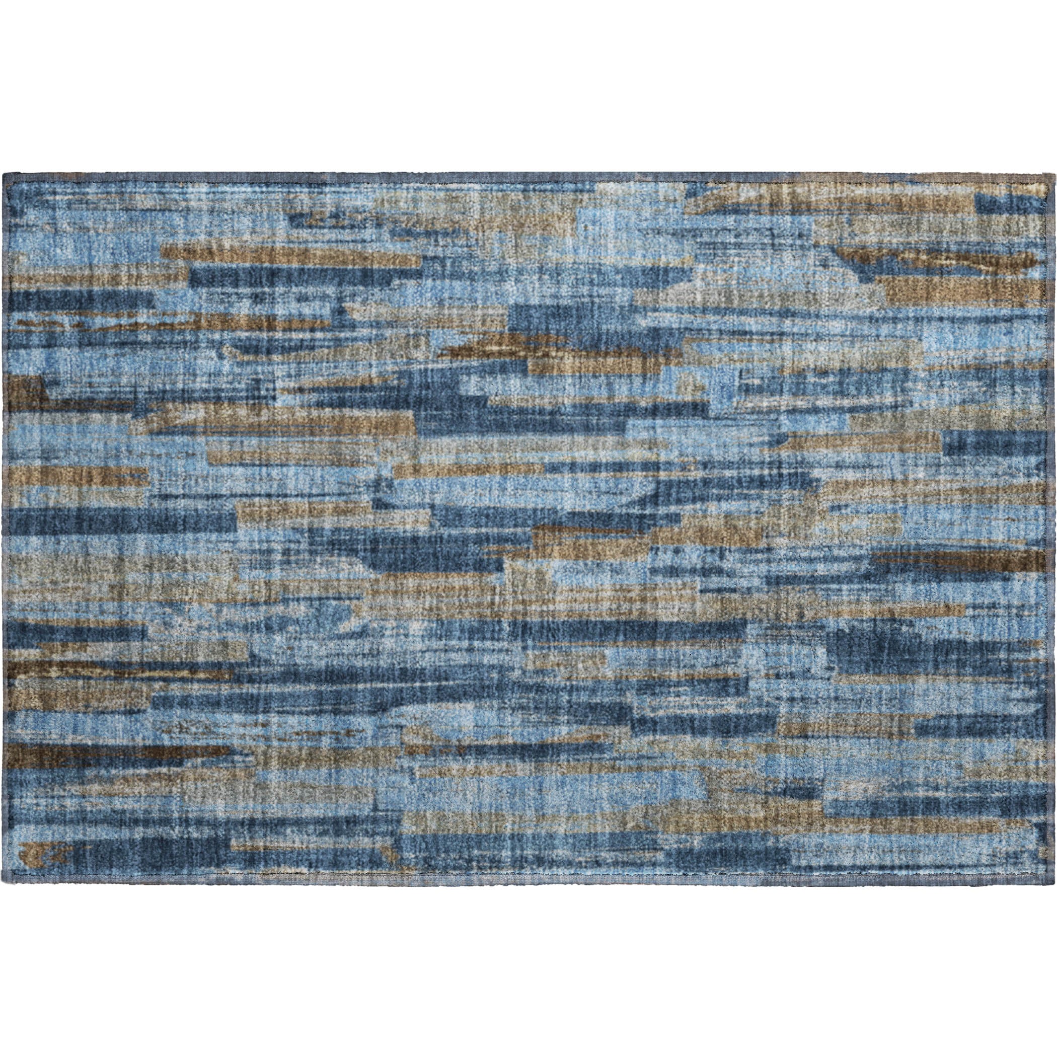 Seoul Machine Washable Transitional Navy Blue Rug 1'8" x 2'6" #shape_Rectangle