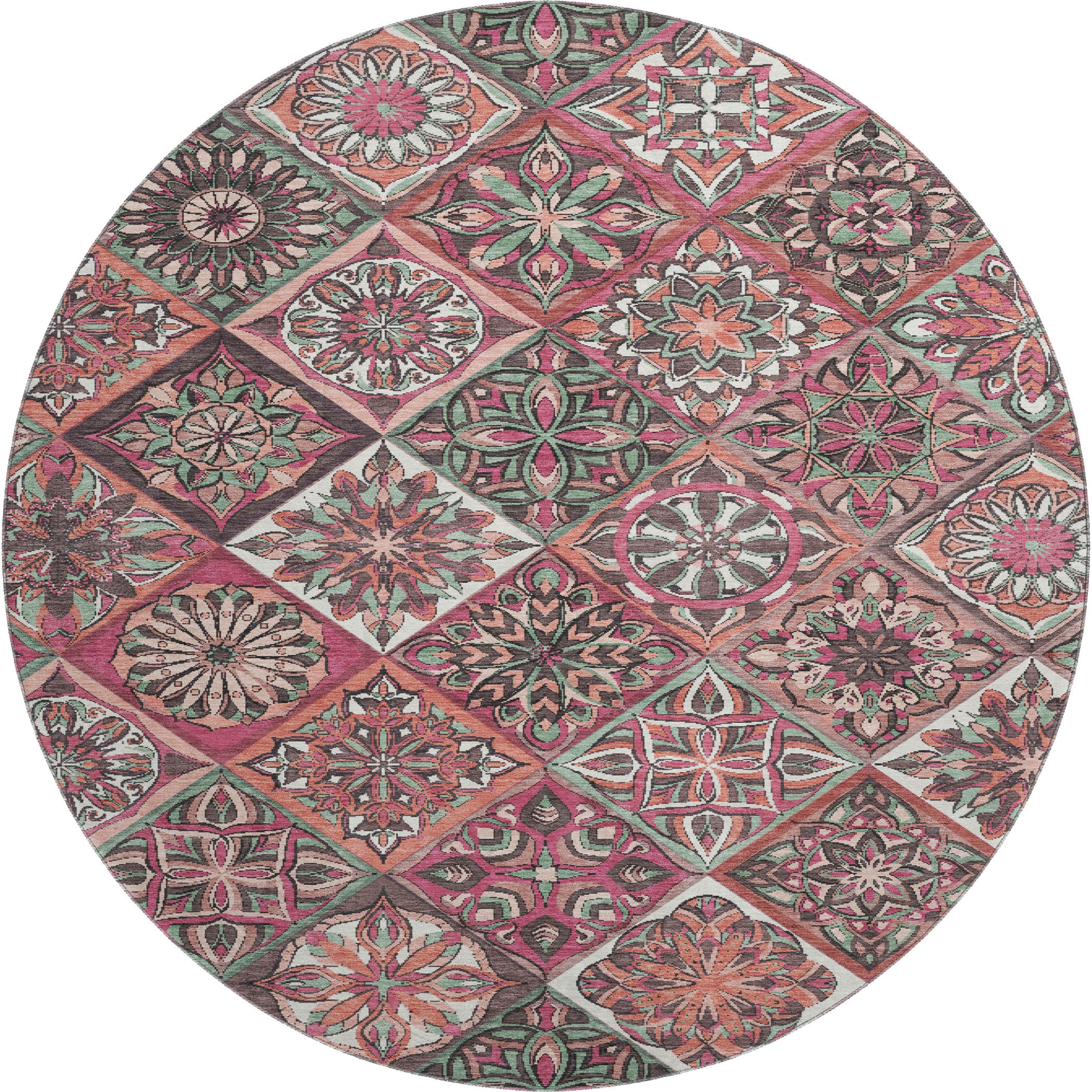 Tallinn Machine Washable Transitional Blush Pink Rug 8' x 8' #shape_Round