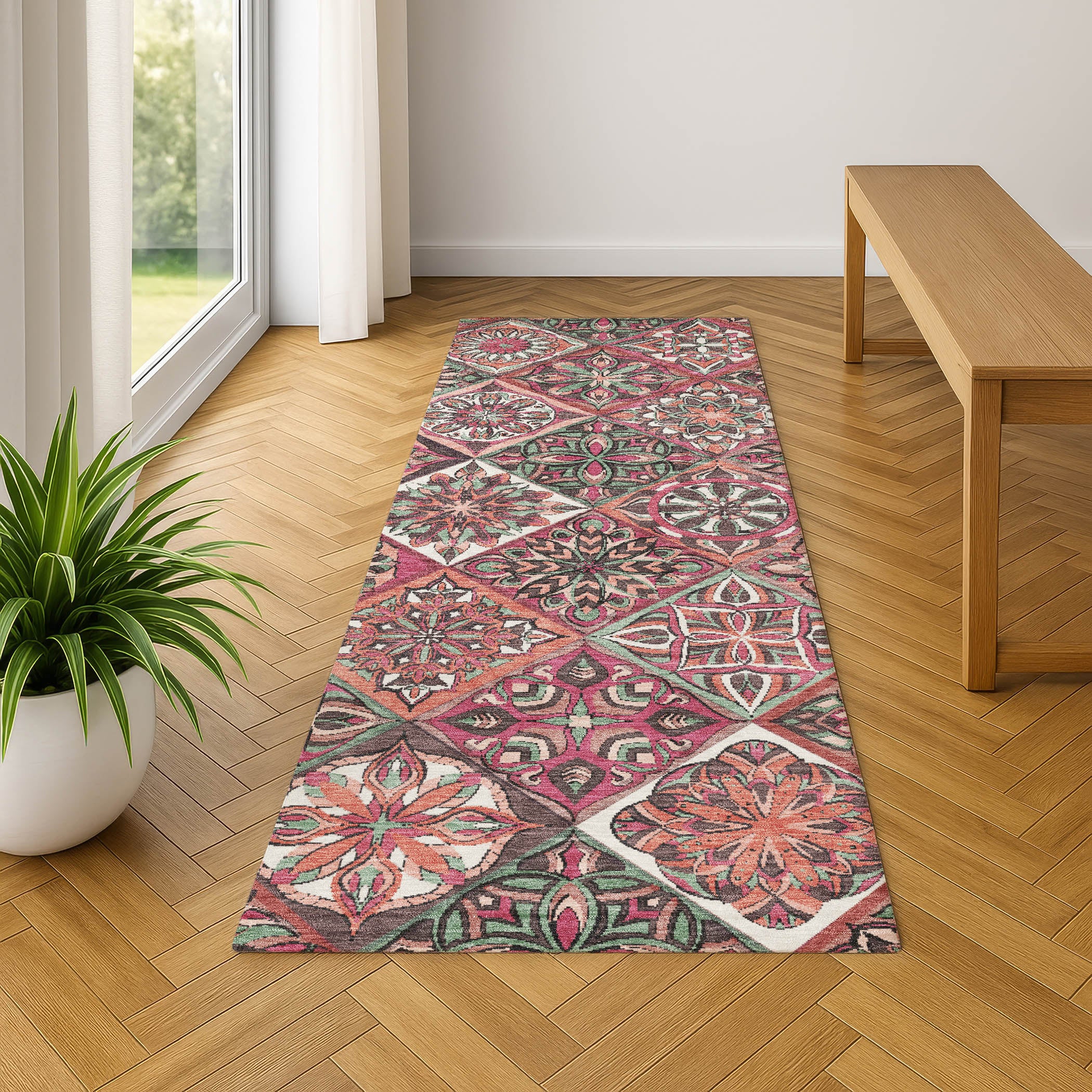 Tallinn Machine Washable Transitional Blush Pink Rug 2'3" x 7'6" #shape_Runner