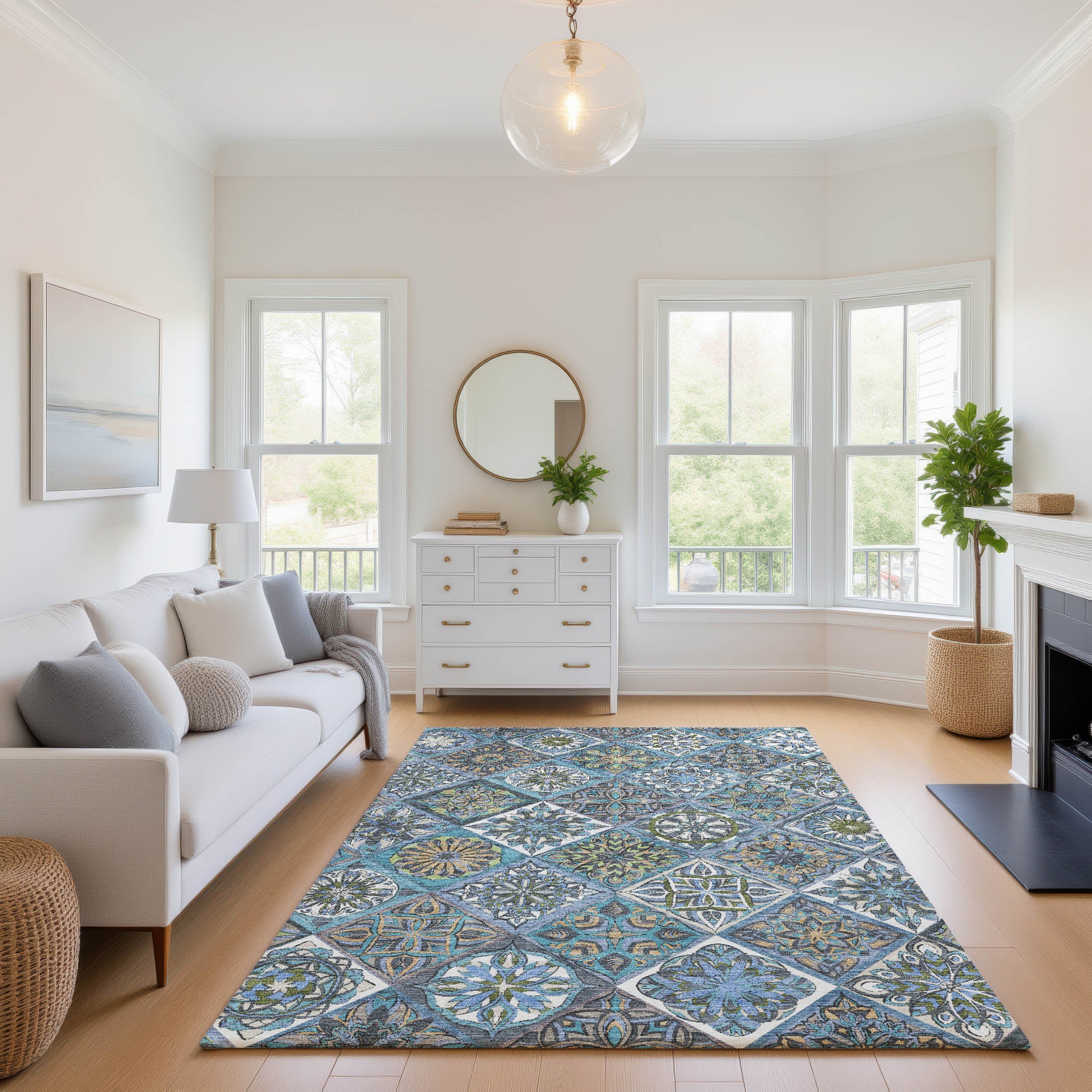 Tallinn Machine Washable Transitional Denim Blue Rug 2'6" x 3'10" #shape_Rectangle