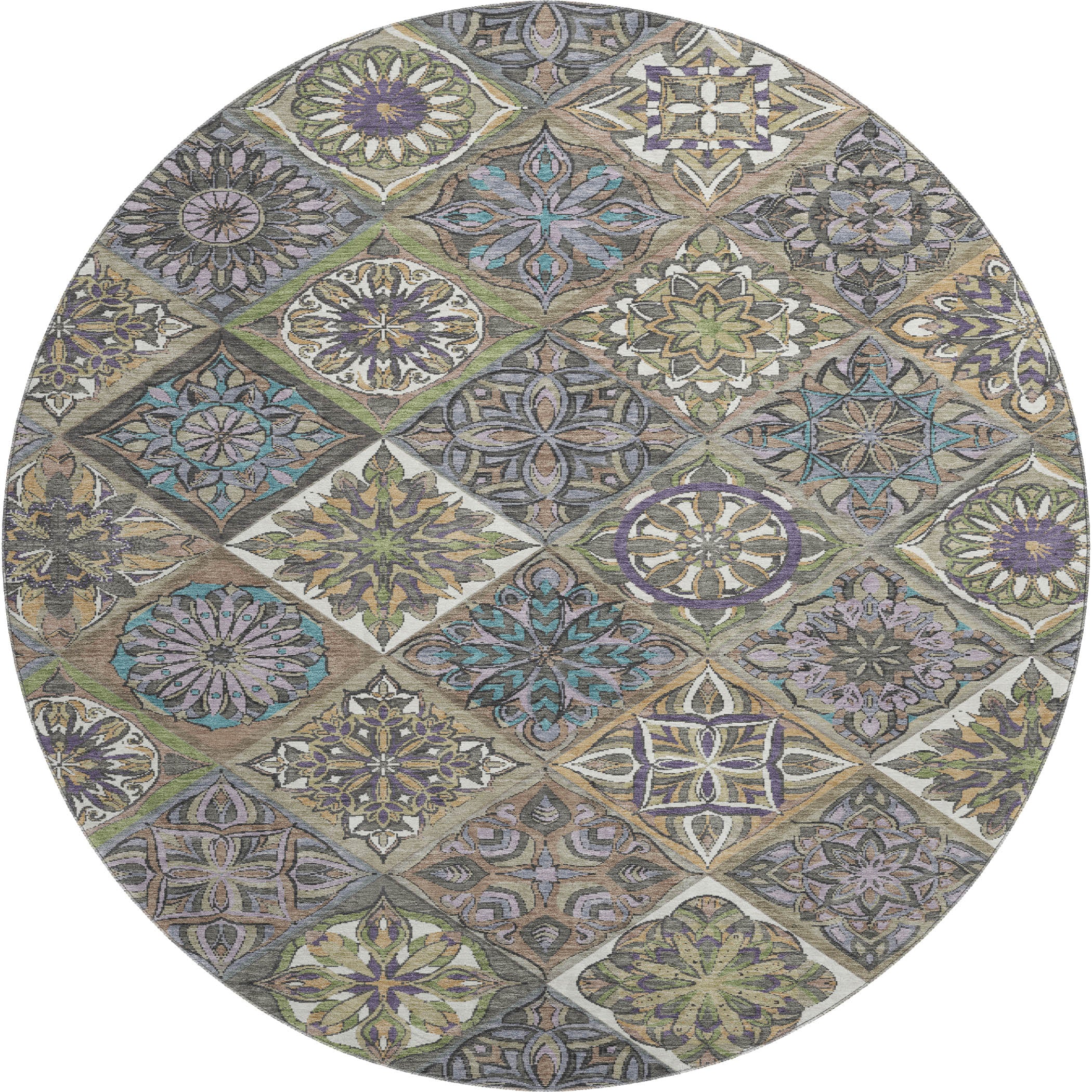 Tallinn Machine Washable Transitional Taupe Brown Rug 8' x 8' #shape_Round