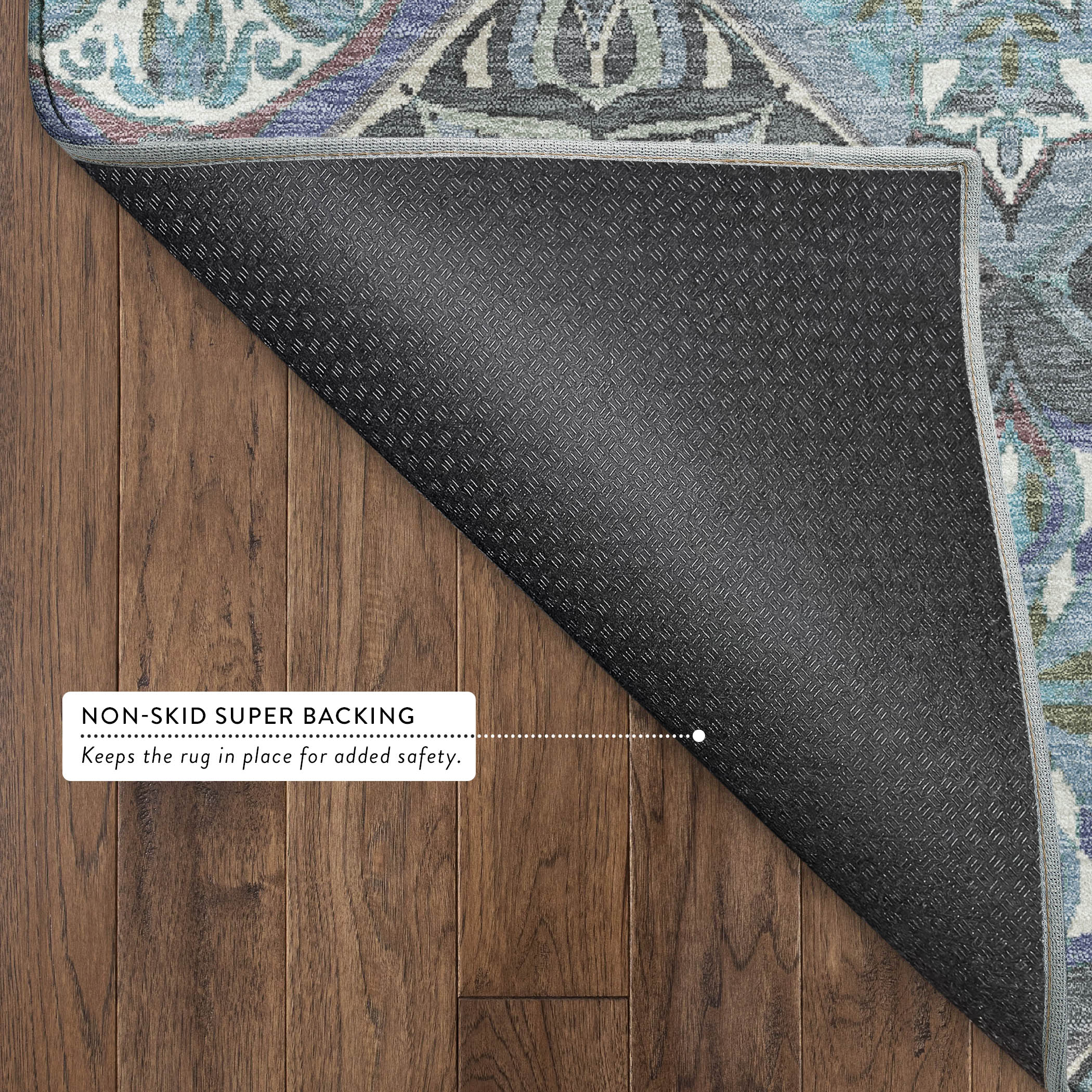 Tallinn Machine Washable Transitional Teal Rug 1'8" x 2'6" #shape_Rectangle