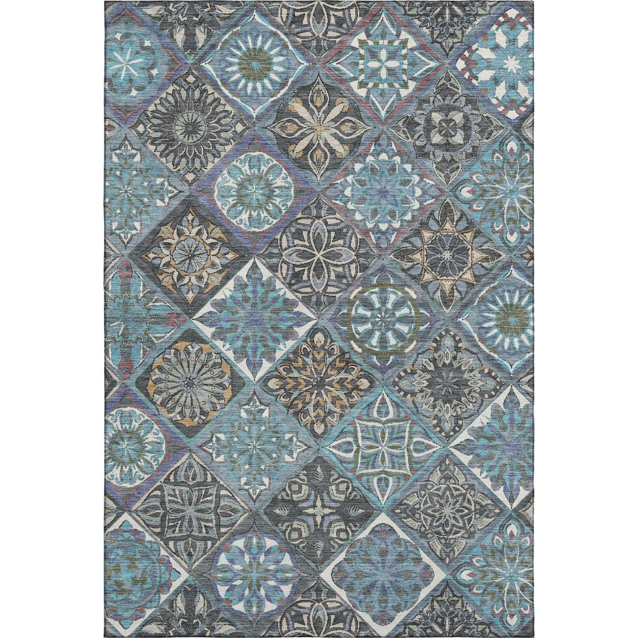 Tallinn Machine Washable Transitional Teal Rug 2'6" x 3'10" #shape_Rectangle