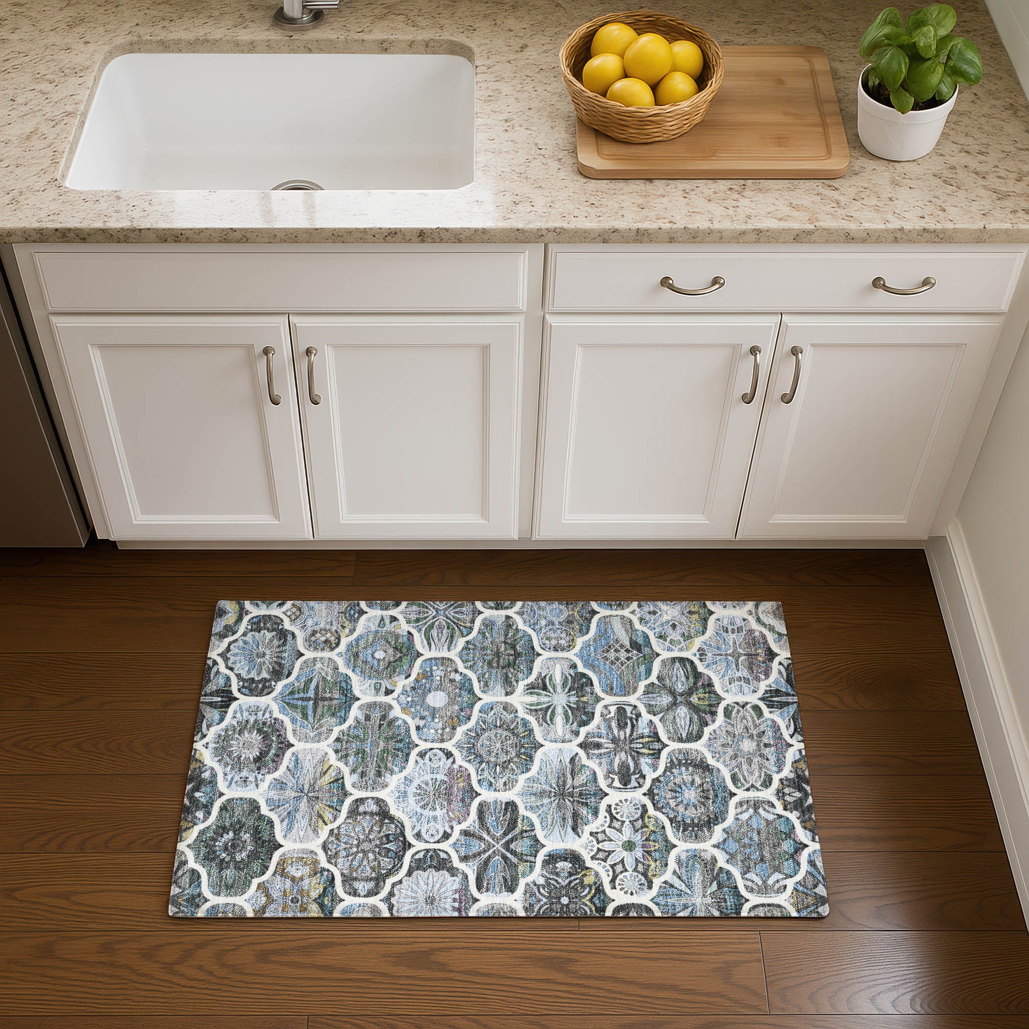 Montevideo Machine Washable Transitional Blue Rug 1'8" x 2'6" #shape_Rectangle