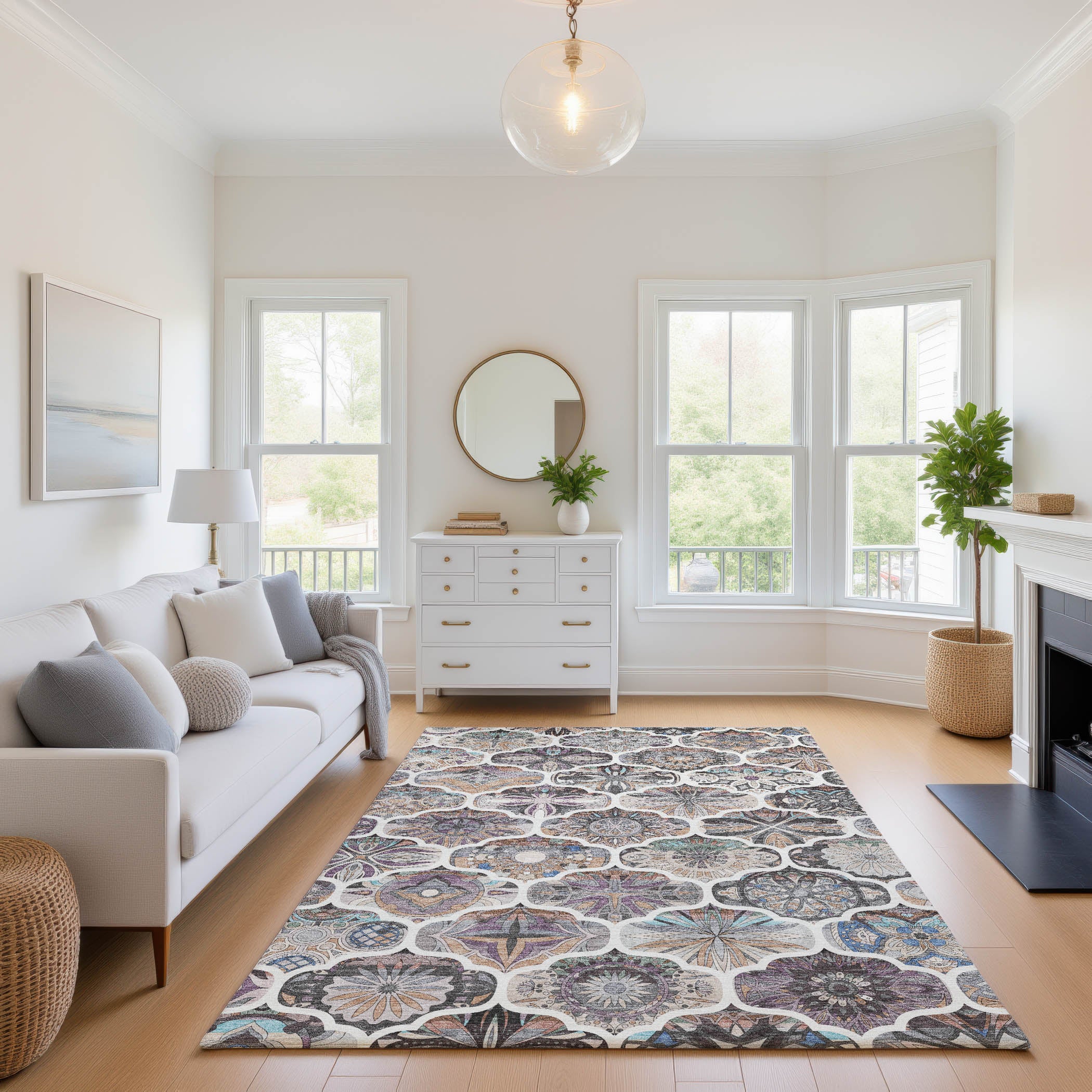Montevideo Machine Washable Transitional Gray Rug 2'6" x 3'10" #shape_Rectangle