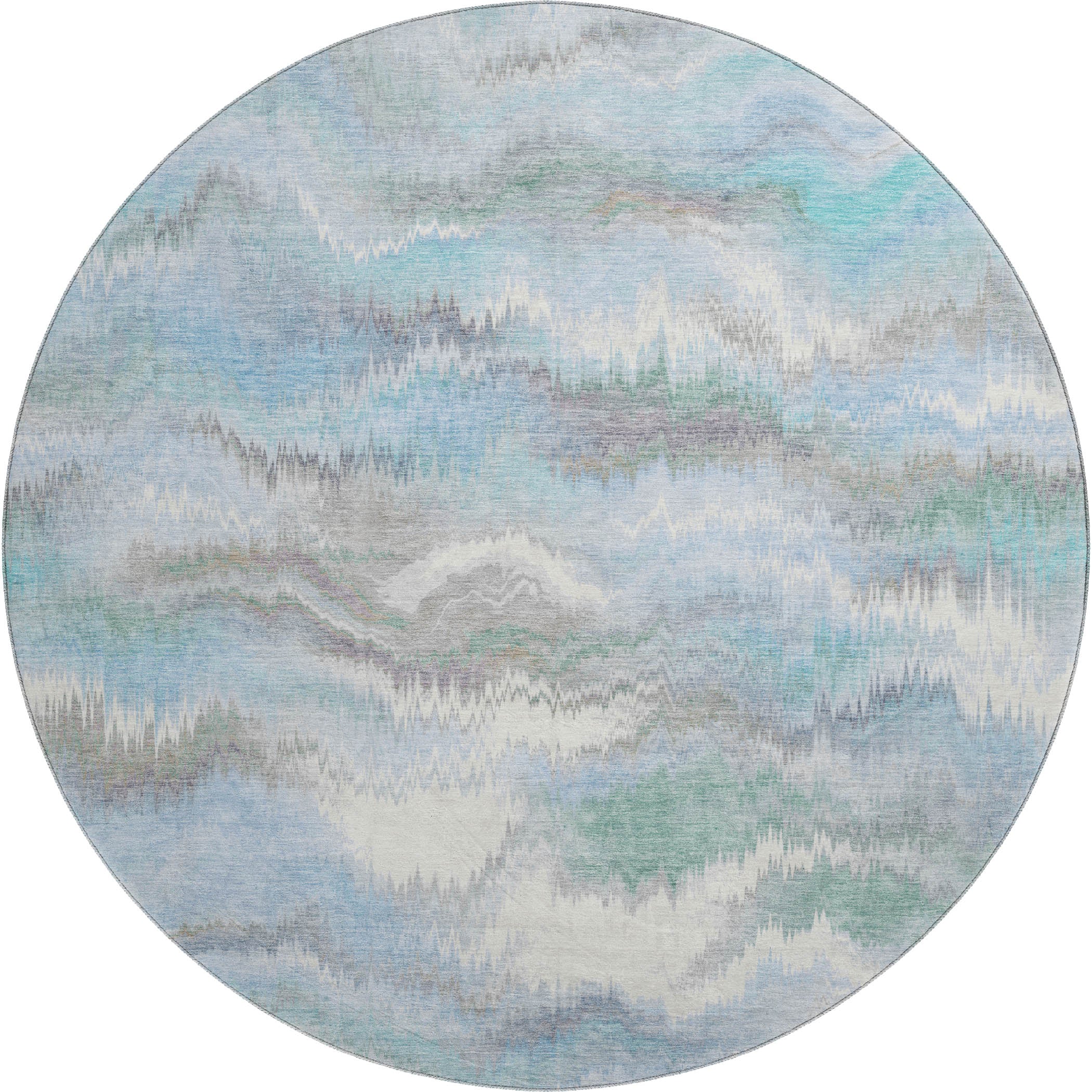 Sintra Machine Washable Transitional Denim Blue Rug 8' x 8' #shape_Round