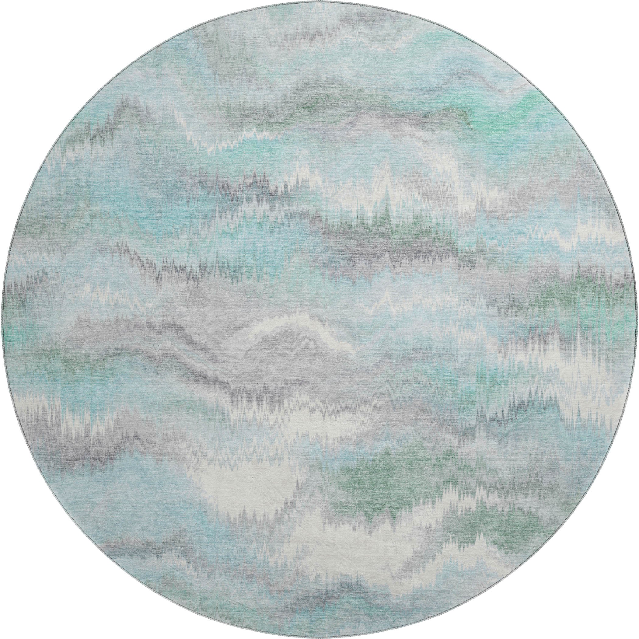 Sintra Machine Washable Transitional Teal Rug 8' x 8' #shape_Round