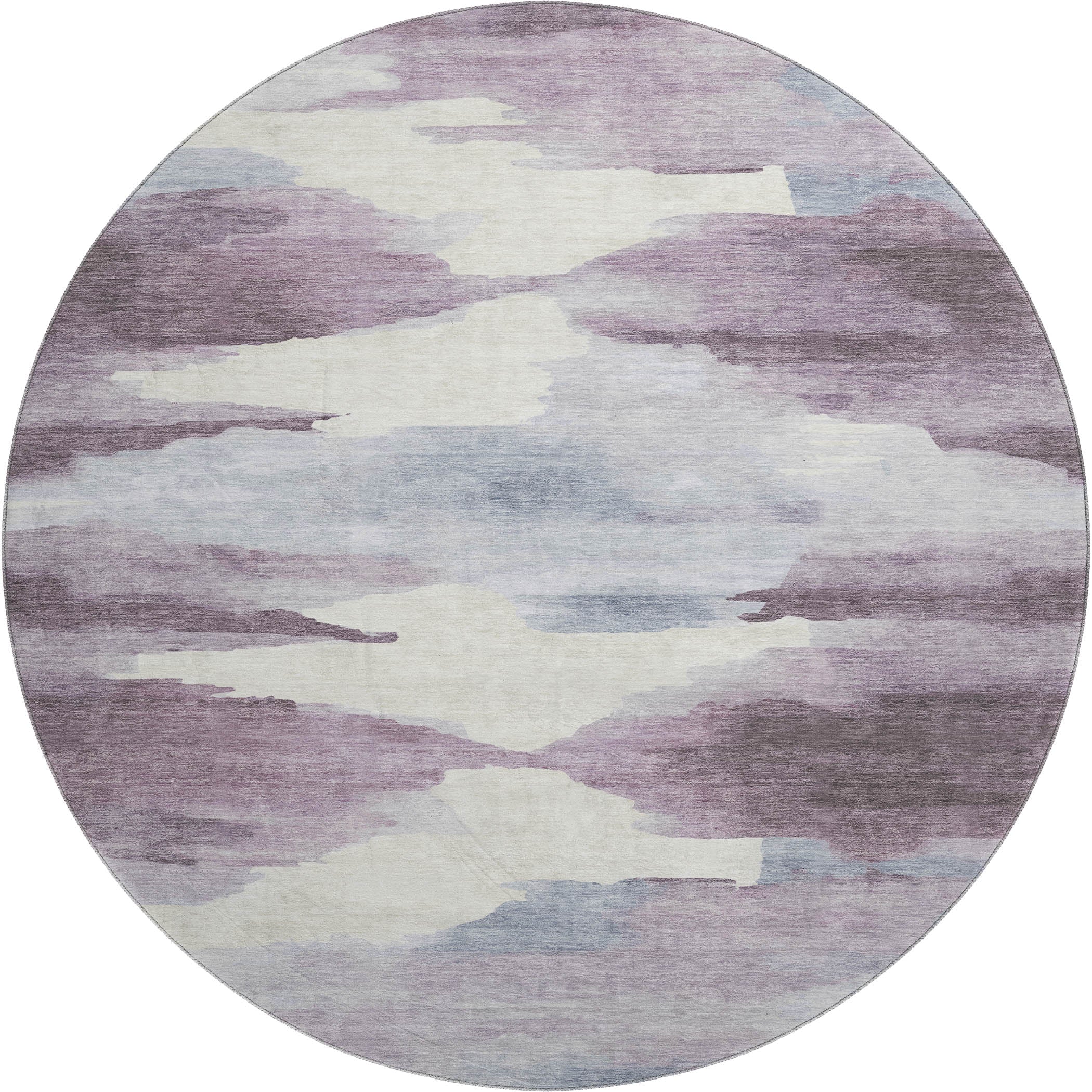 Dubrovnik Machine Washable Transitional Plum Purple Rug 8' x 8' #shape_Round