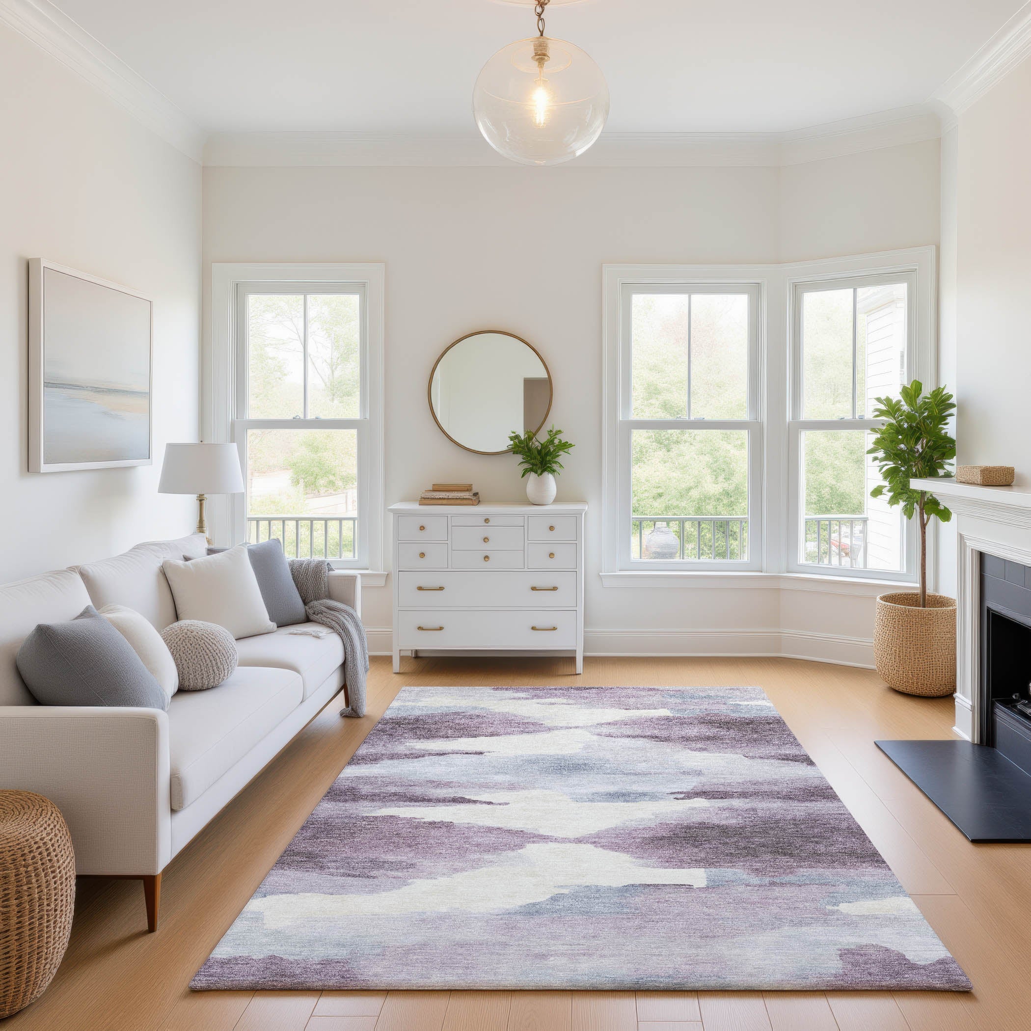 Dubrovnik Machine Washable Transitional Plum Purple Rug 2'6" x 3'10" #shape_Rectangle