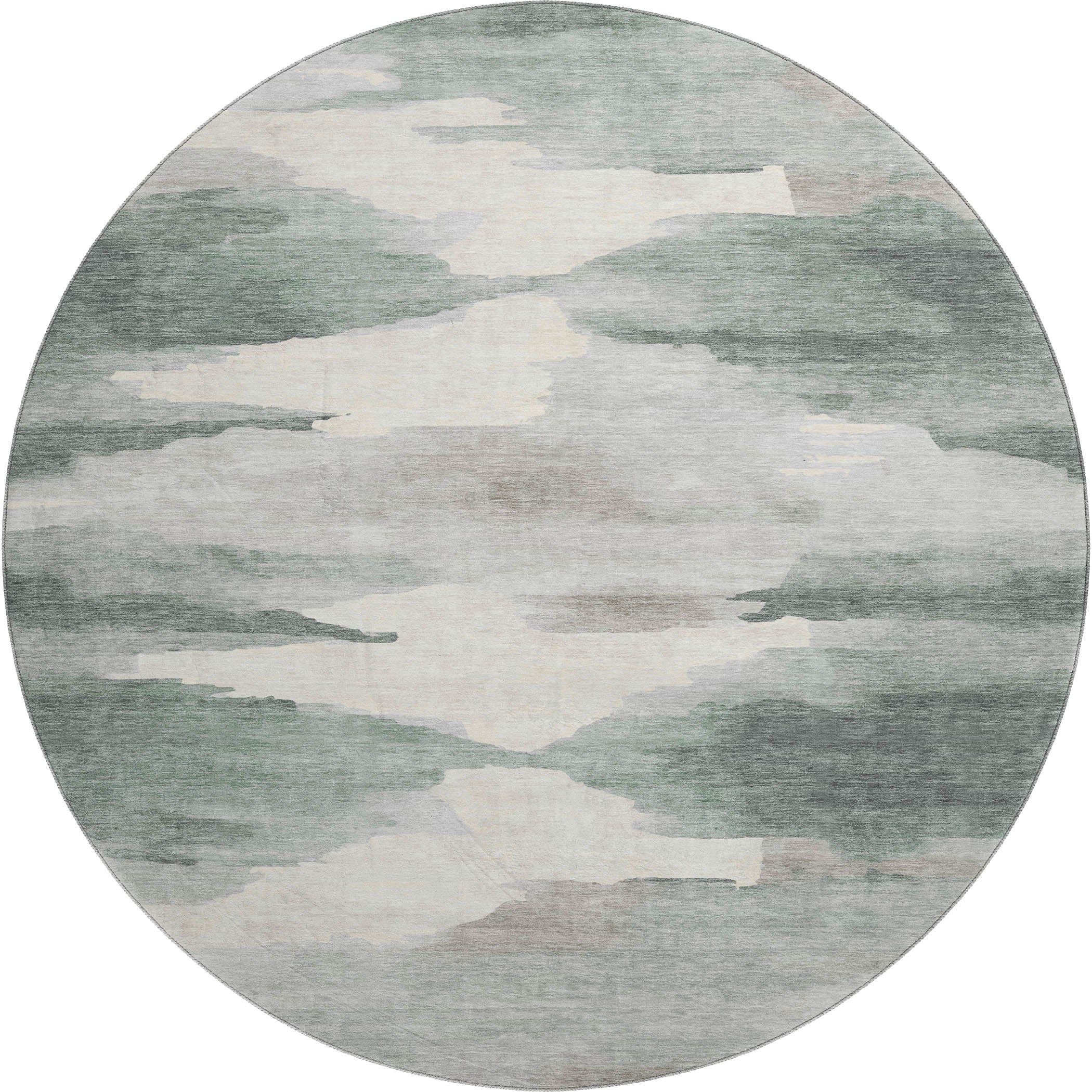 Dubrovnik Machine Washable Transitional Sage Green Rug 8' x 8' #shape_Round