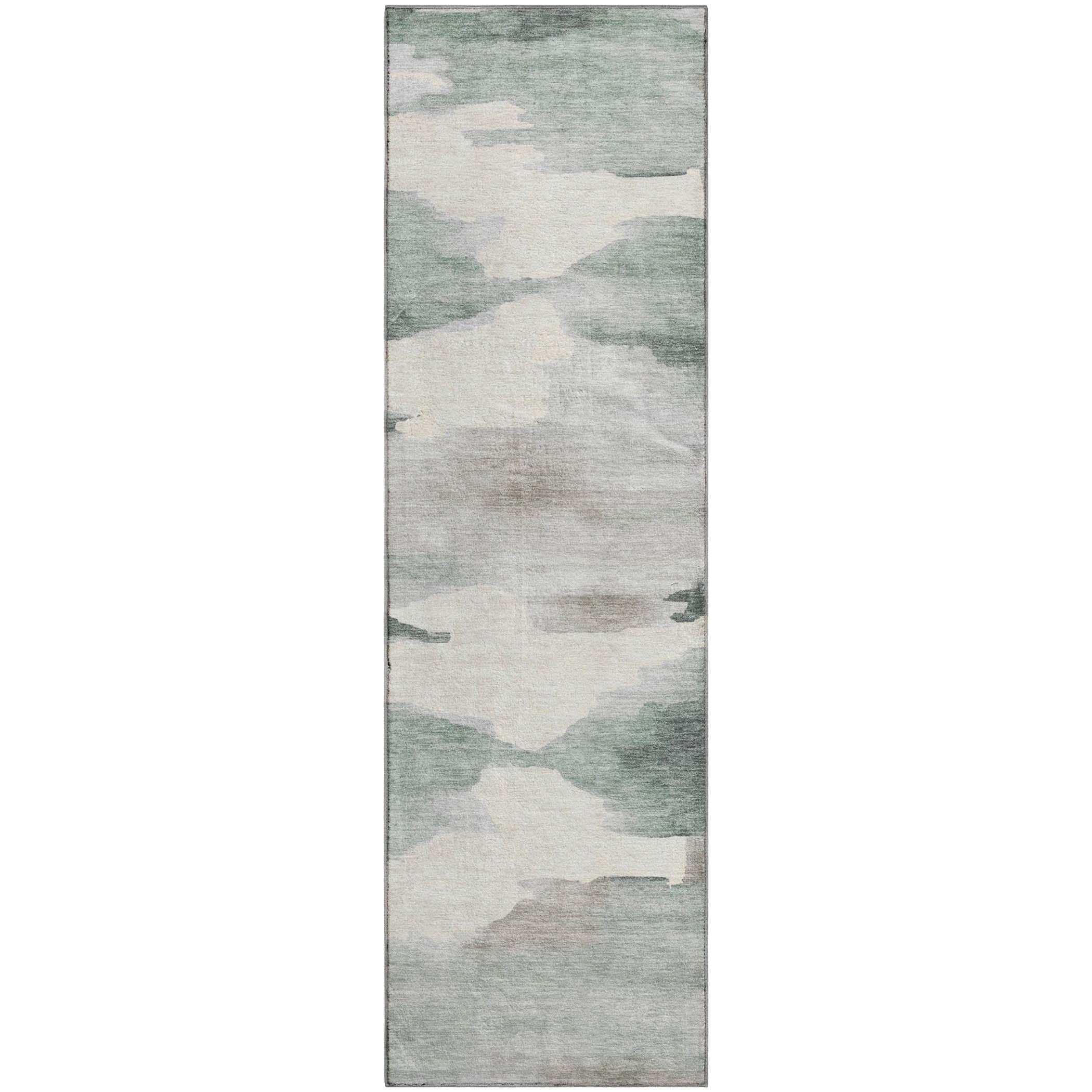Dubrovnik Machine Washable Transitional Sage Green Rug 2'3" x 7'6" #shape_Runner