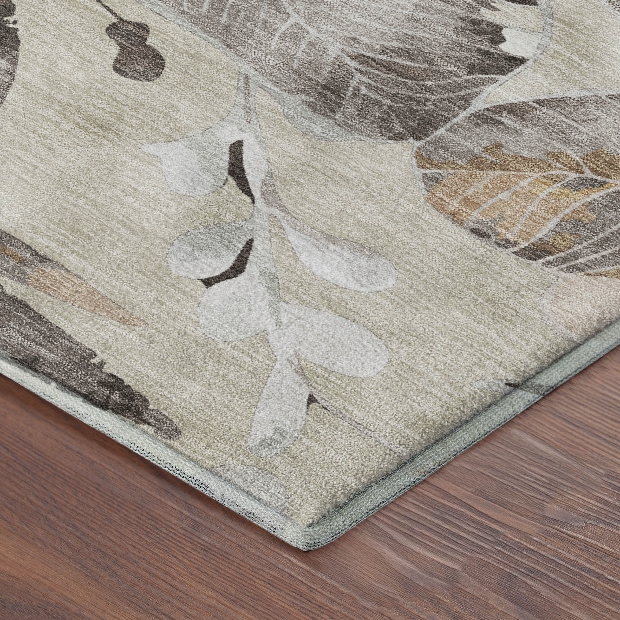 Nairobi Machine Washable Transitional Beige Brown Rug 1'8" x 2'6" #shape_Rectangle