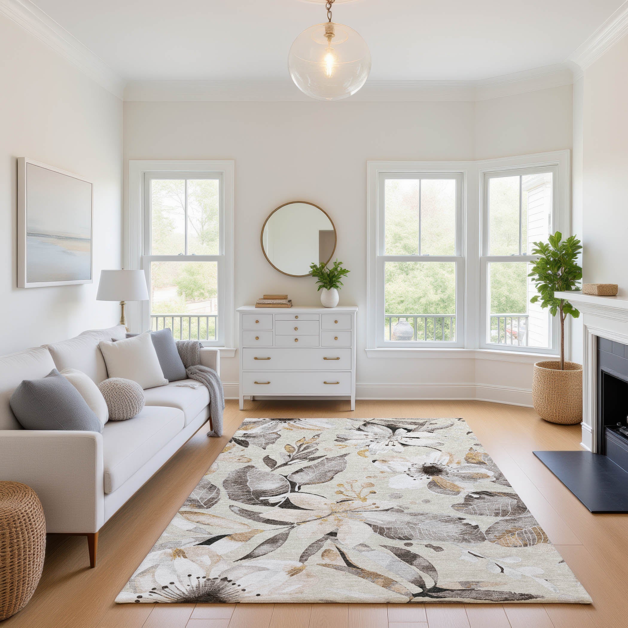 Nairobi Machine Washable Transitional Beige Brown Rug 2'6" x 3'10" #shape_Rectangle
