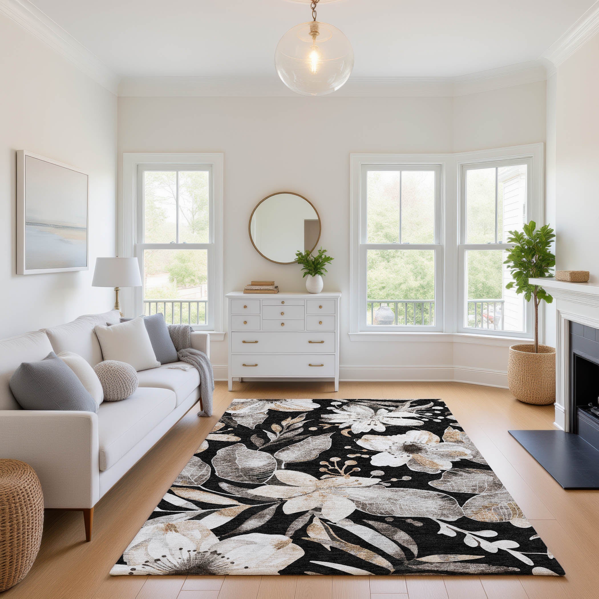 Nairobi Machine Washable Transitional Black Rug 2'6" x 3'10" #shape_Rectangle