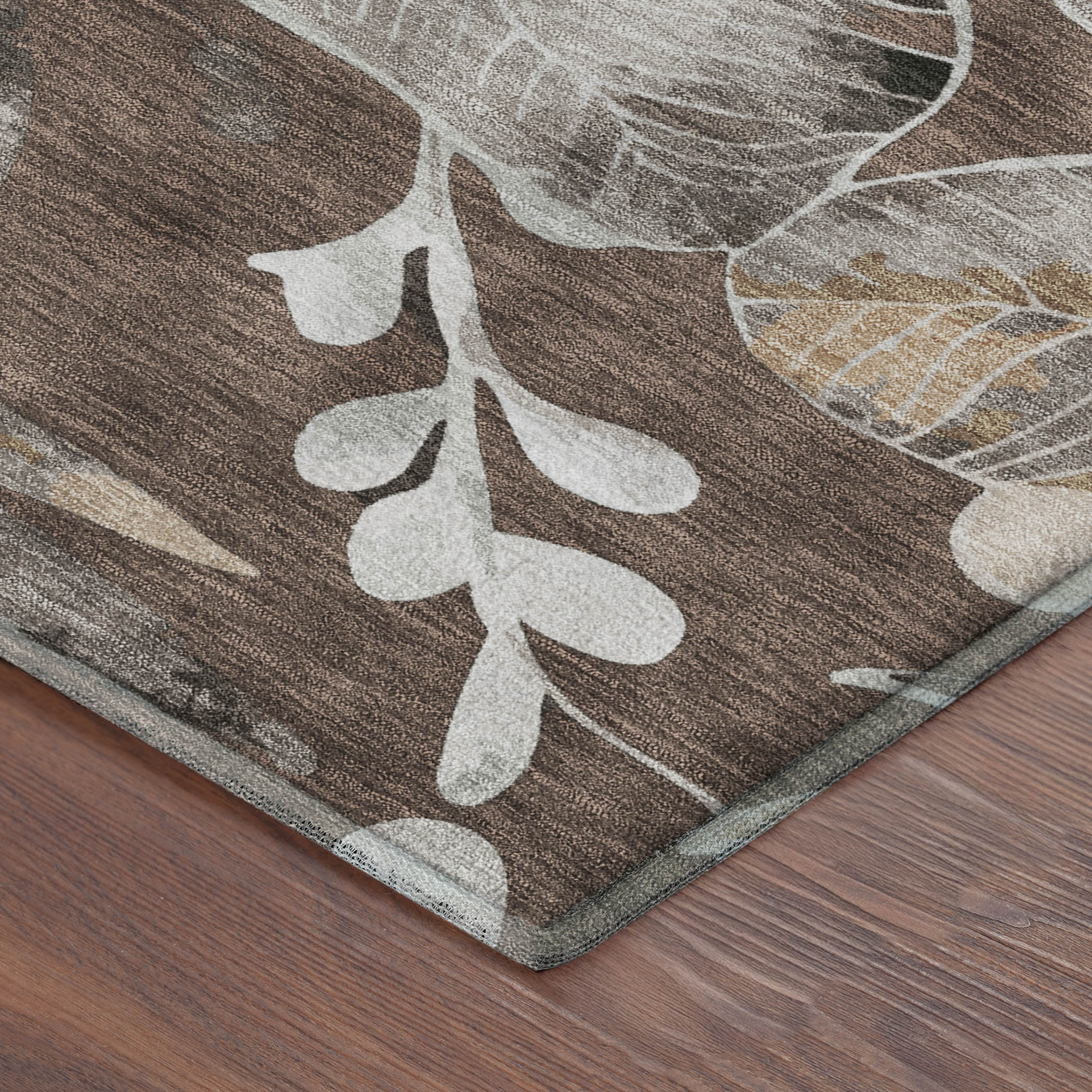 Nairobi Machine Washable Transitional Chocolate Brown Rug 1'8" x 2'6" #shape_Rectangle