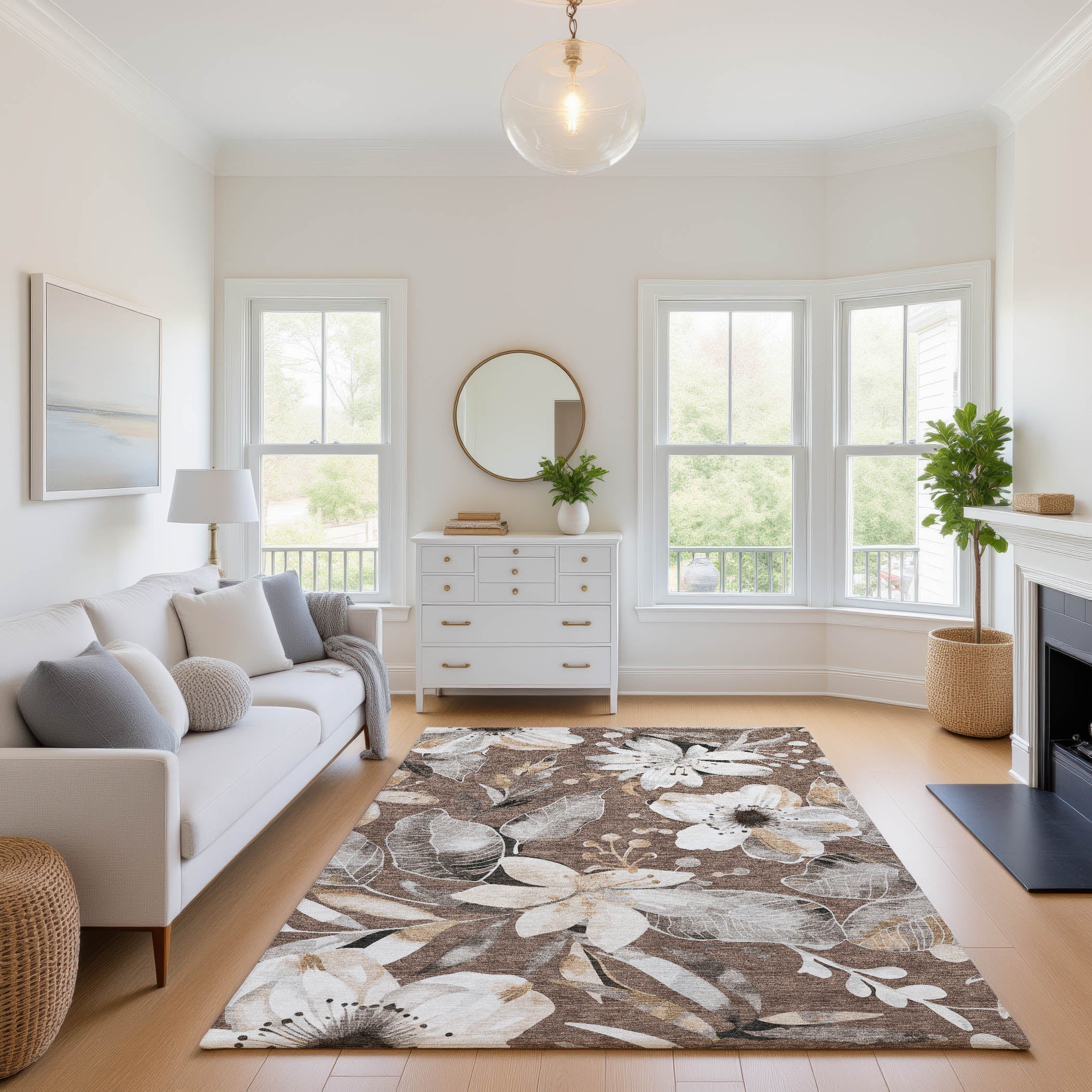 Nairobi Machine Washable Transitional Chocolate Brown Rug 2'6" x 3'10" #shape_Rectangle