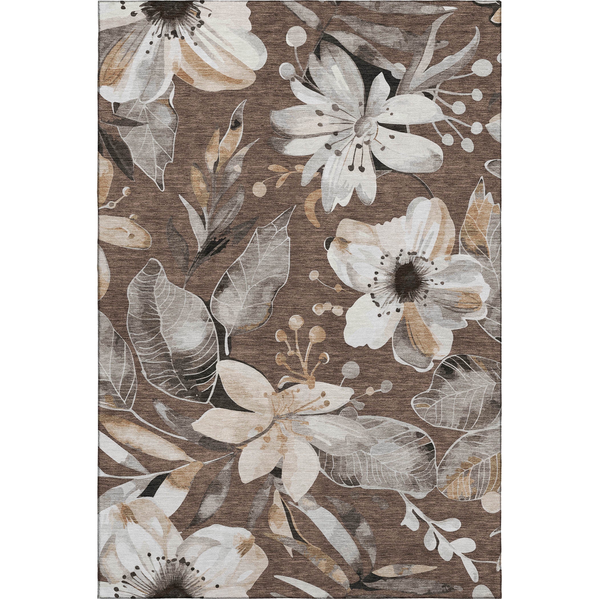 Nairobi Machine Washable Transitional Chocolate Brown Rug 2'6" x 3'10" #shape_Rectangle