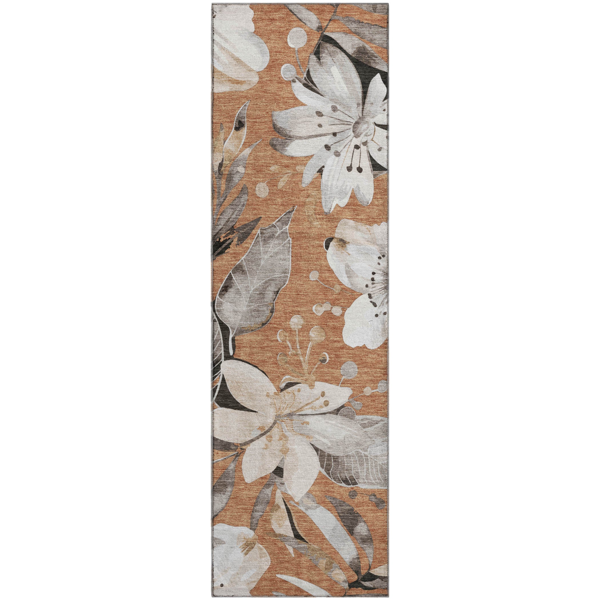 Nairobi Machine Washable Transitional Copper Orange Rug 2'3" x 7'6" #shape_Runner