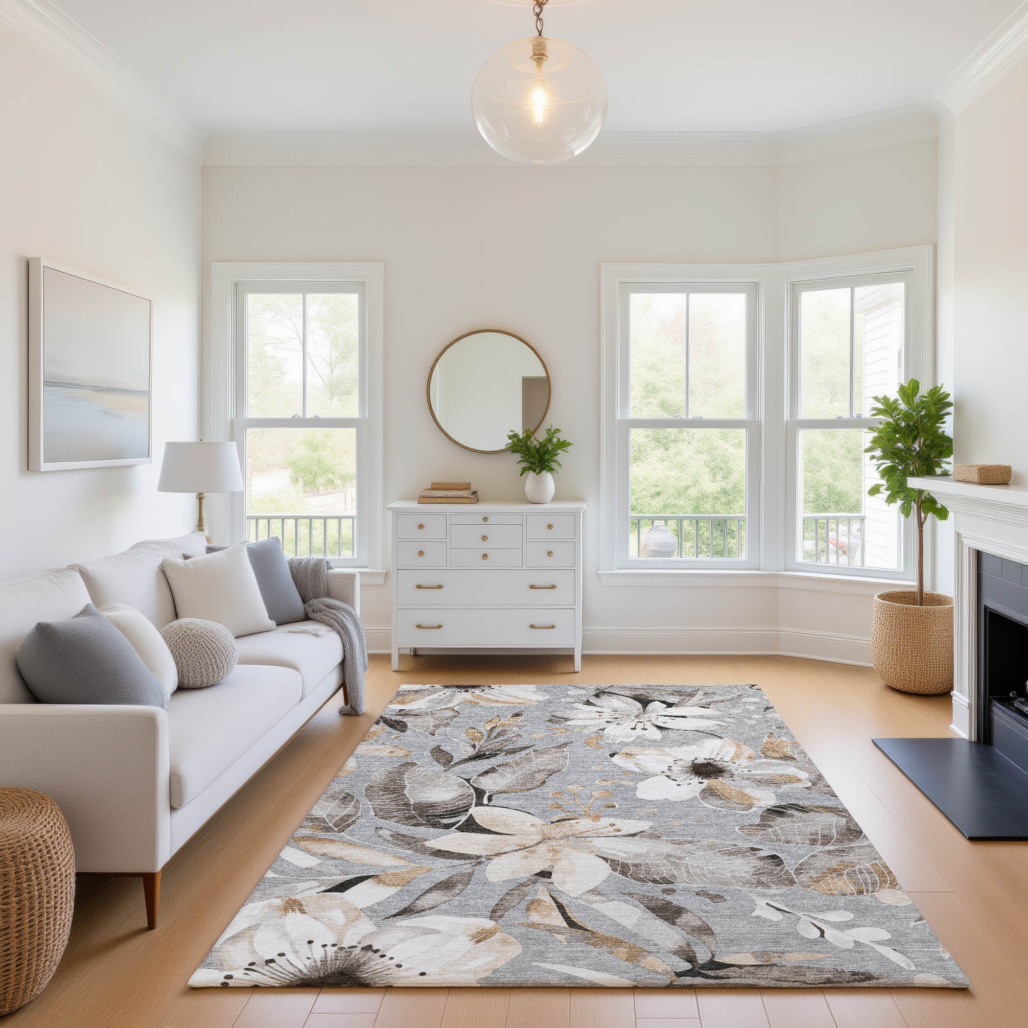 Nairobi Machine Washable Transitional Gray Rug 2'6" x 3'10" #shape_Rectangle