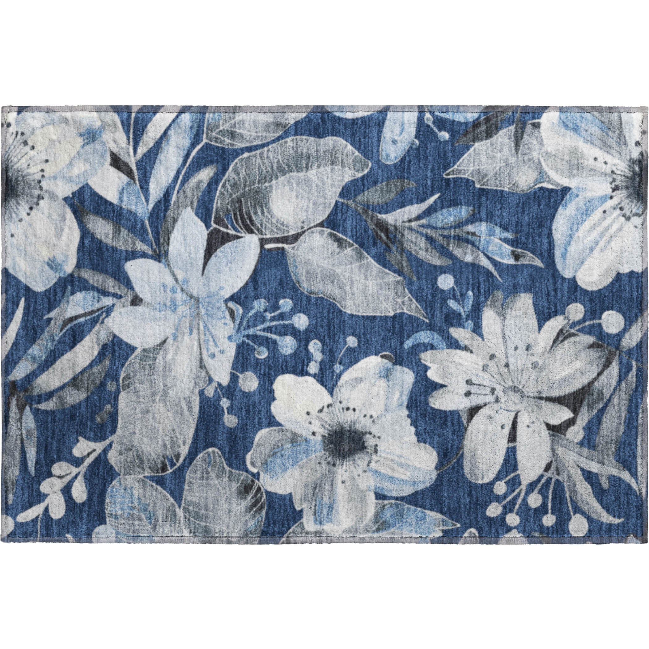 Nairobi Machine Washable Transitional Navy Blue Rug 1'8" x 2'6" #shape_Rectangle