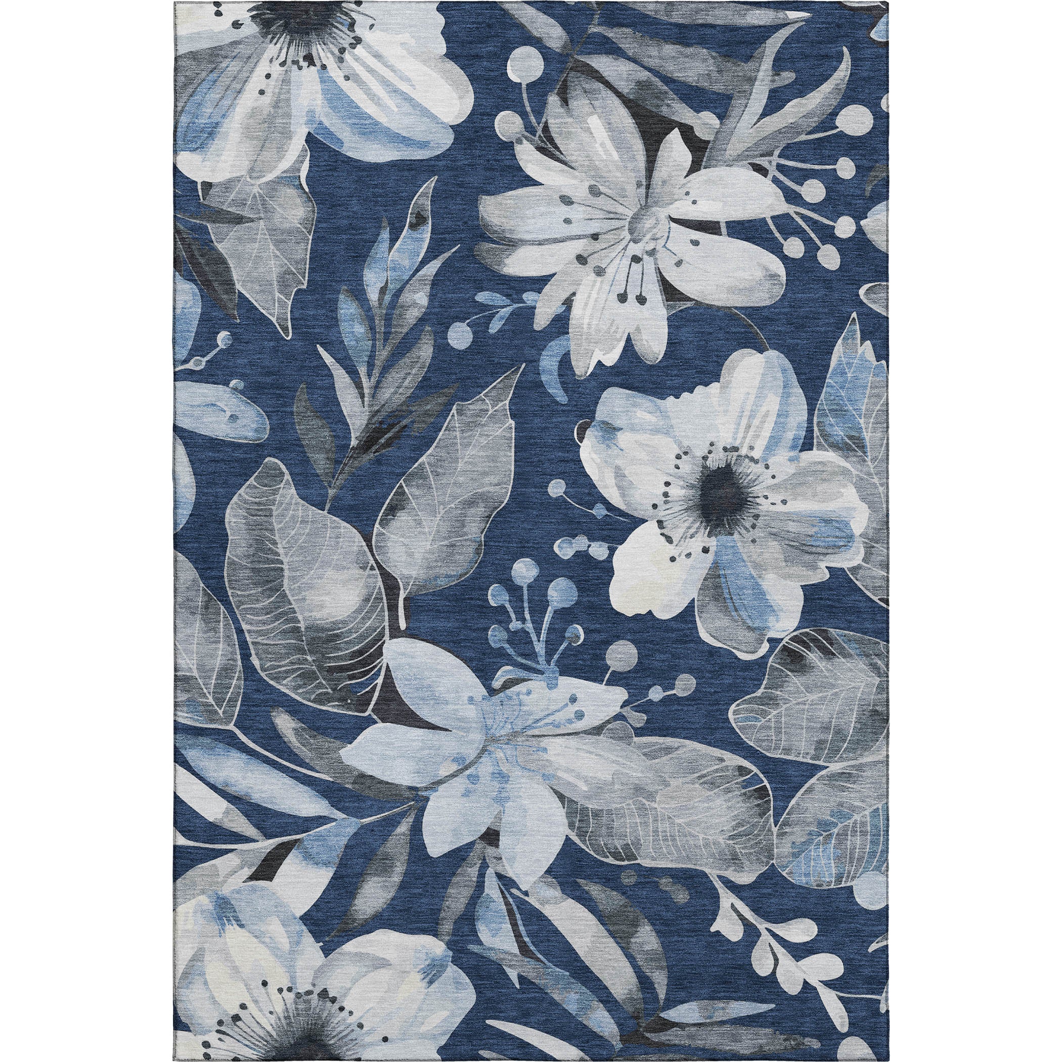 Nairobi Machine Washable Transitional Navy Blue Rug 2'6" x 3'10" #shape_Rectangle