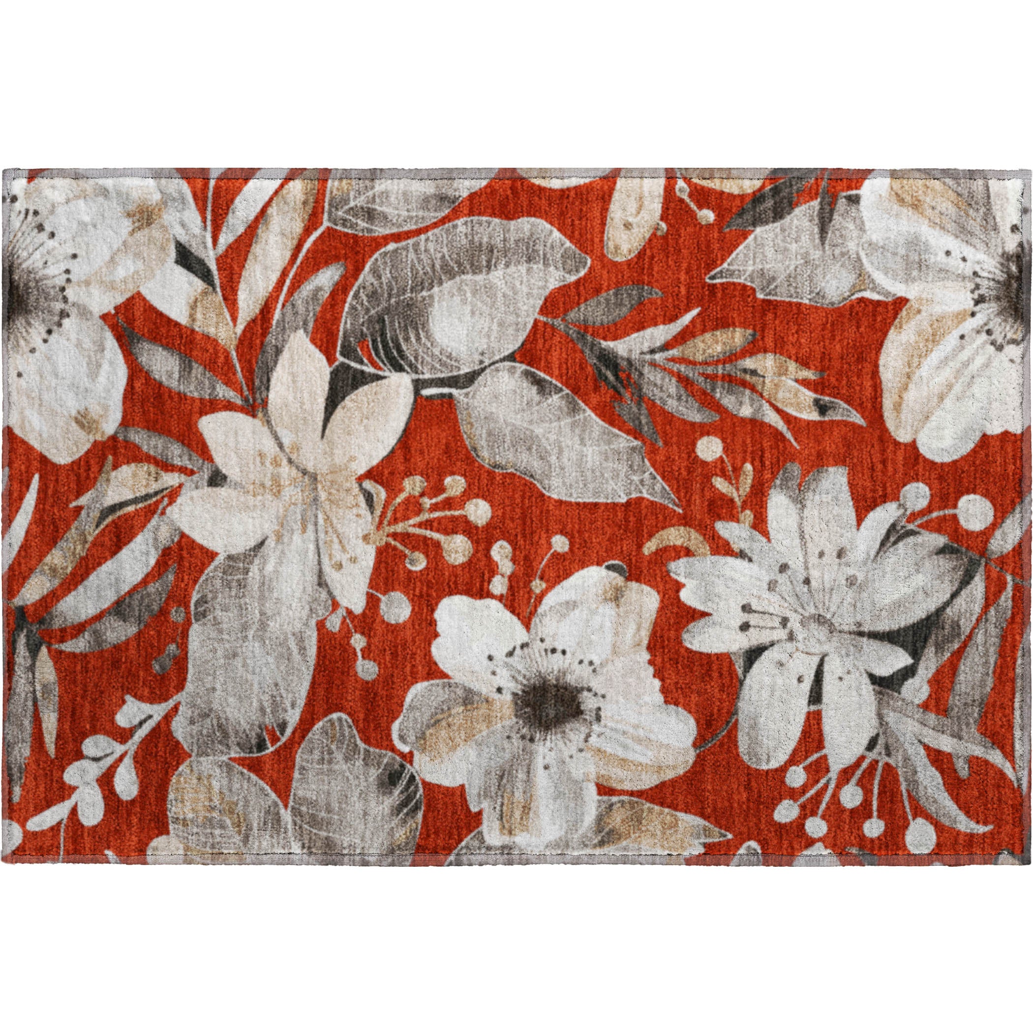 Nairobi Machine Washable Transitional Red Rug 1'8" x 2'6" #shape_Rectangle