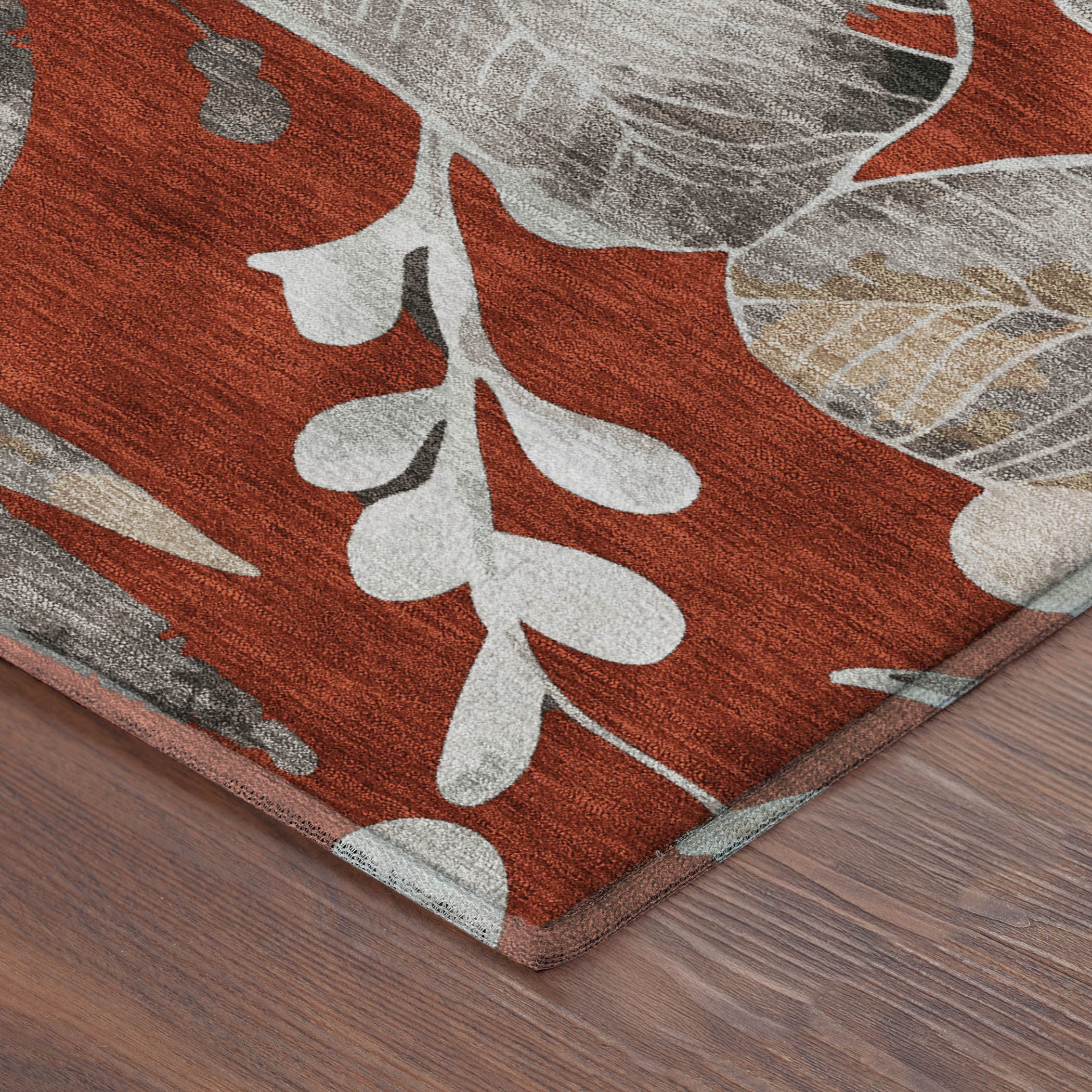 Nairobi Machine Washable Transitional Red Rug 1'8" x 2'6" #shape_Rectangle