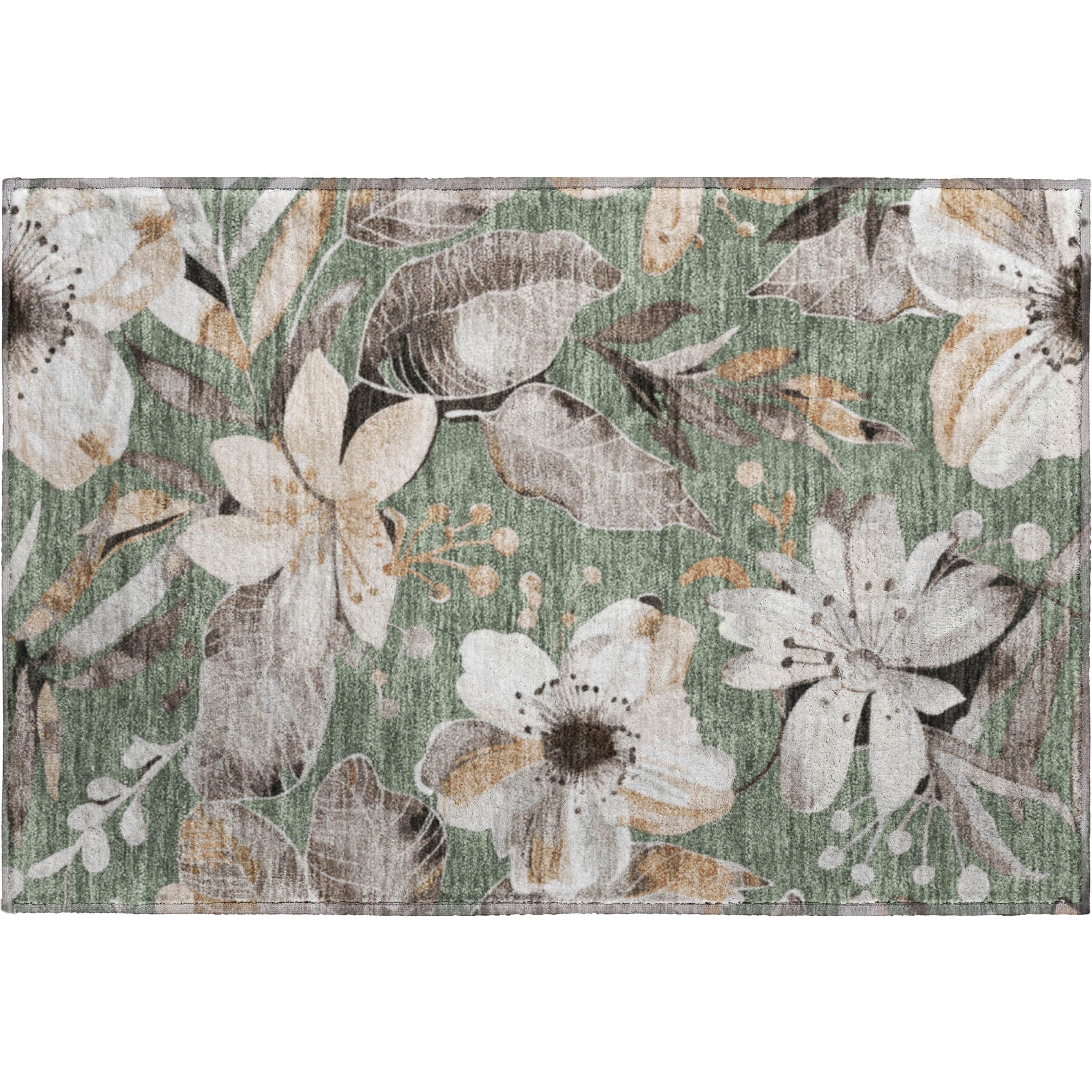Nairobi Machine Washable Transitional Sage Green Rug 1'8" x 2'6" #shape_Rectangle