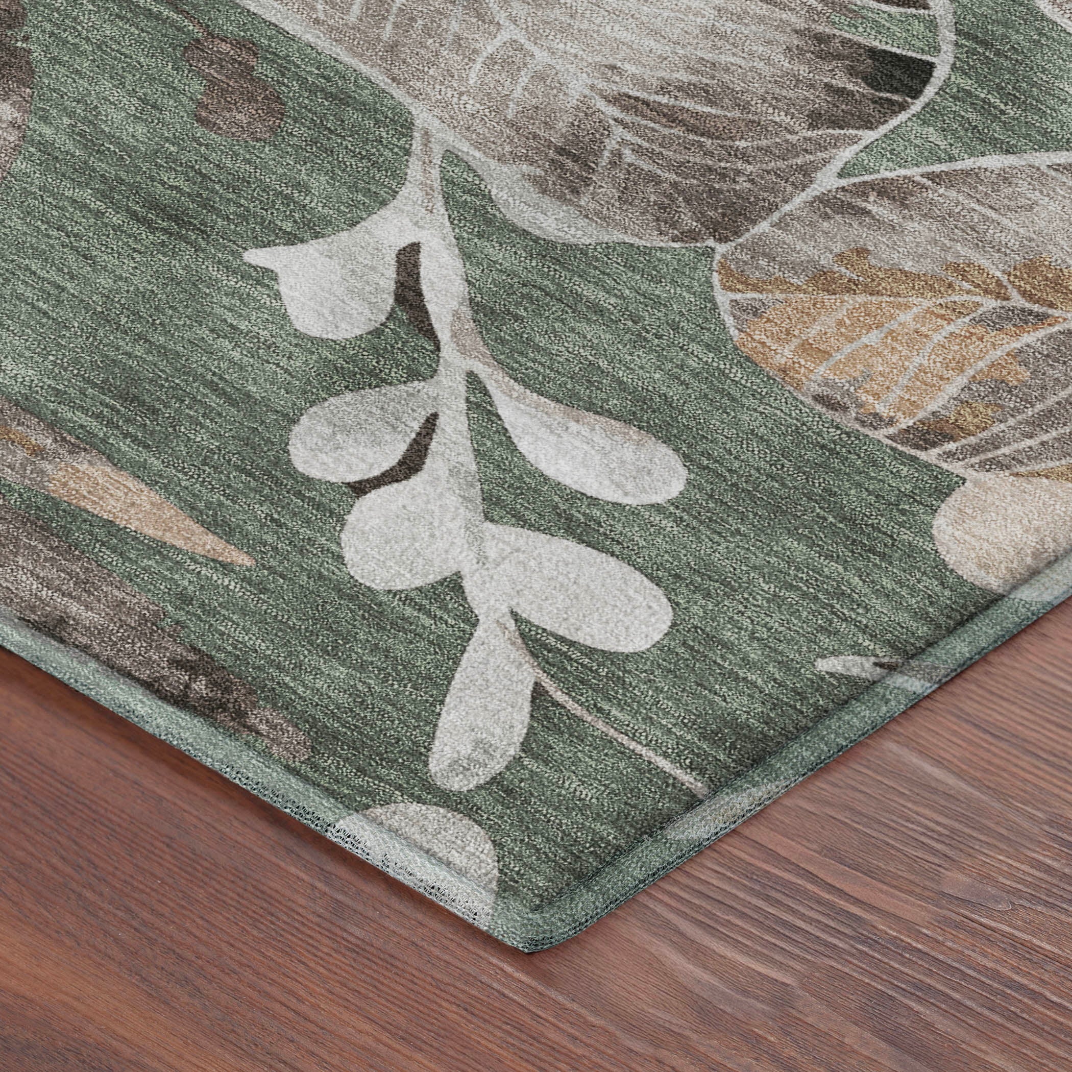 Nairobi Machine Washable Transitional Sage Green Rug 1'8" x 2'6" #shape_Rectangle