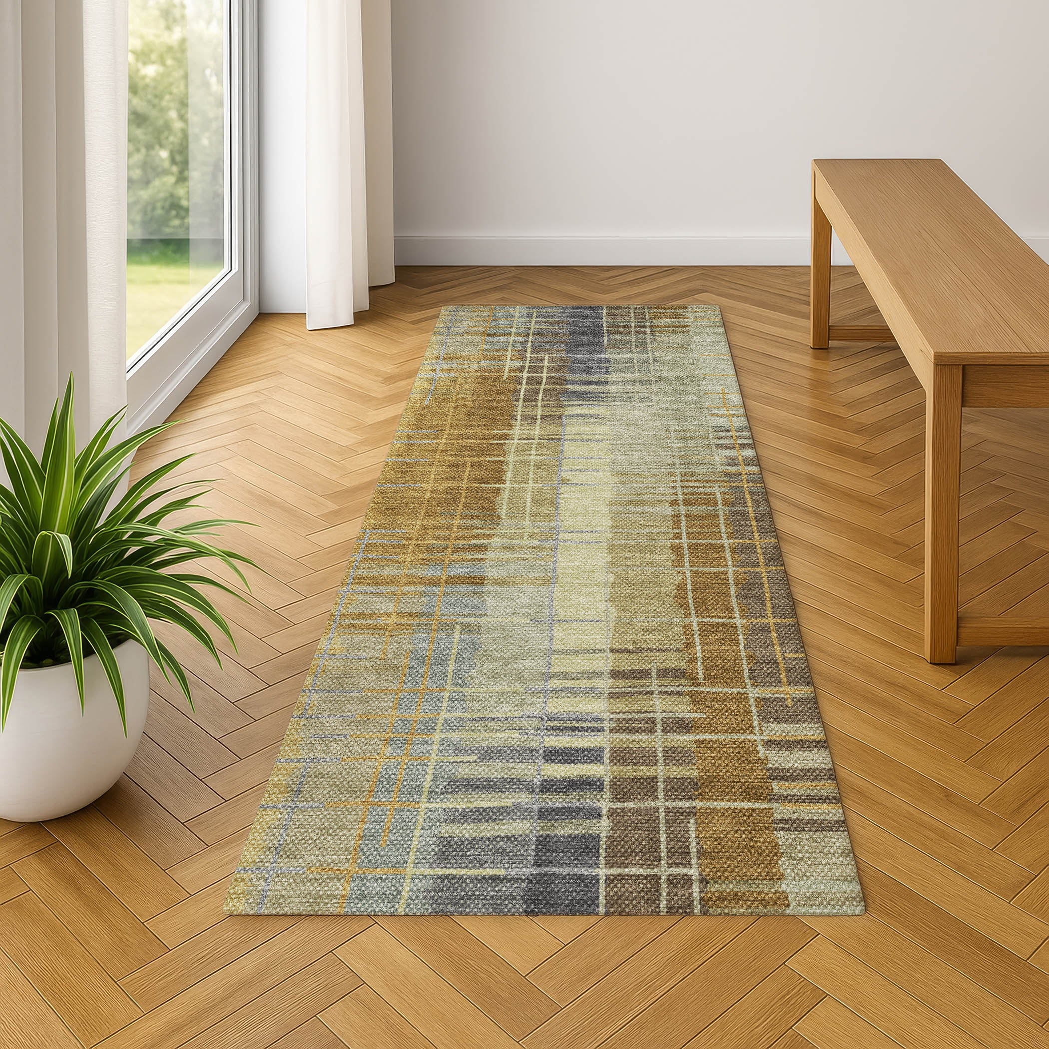 Seoul Machine Washable Transitional Aloe Green Rug 2'3" x 7'6" #shape_Runner