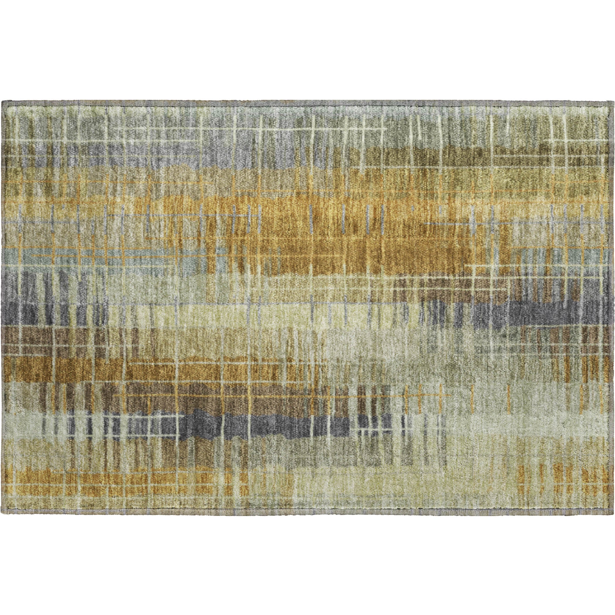 Seoul Machine Washable Transitional Aloe Green Rug 1'8" x 2'6" #shape_Rectangle