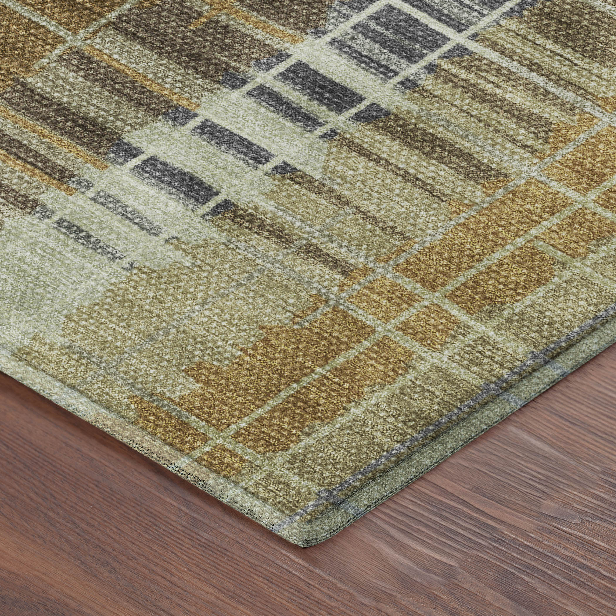 Seoul Machine Washable Transitional Aloe Green Rug 1'8" x 2'6" #shape_Rectangle