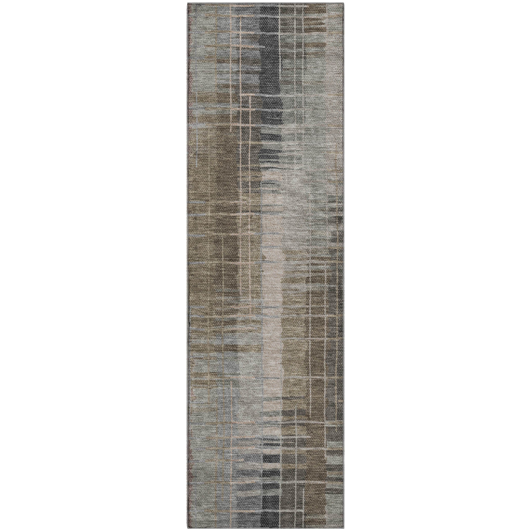 Seoul Machine Washable Transitional Brown Rug 2'3" x 7'6" #shape_Runner