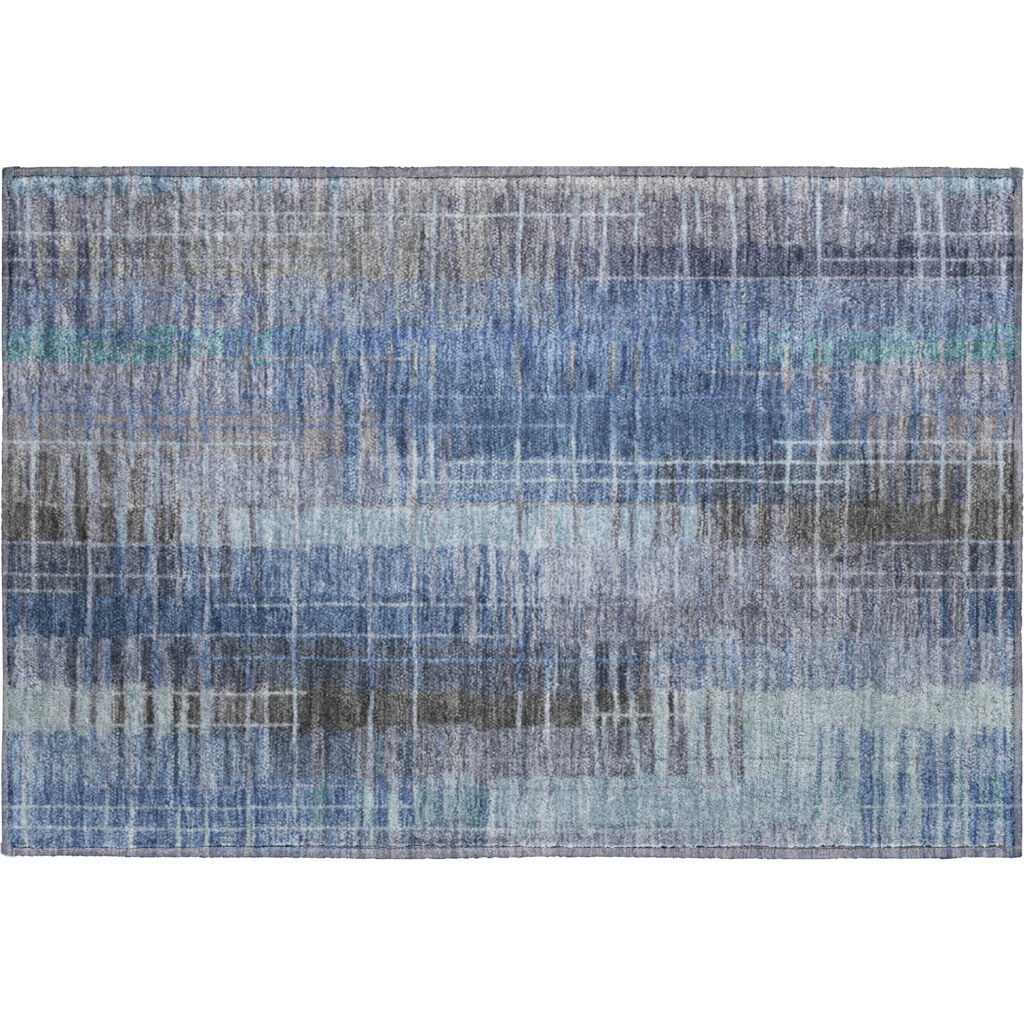 Seoul Machine Washable Transitional Denim Blue Rug 1'8" x 2'6" #shape_Rectangle