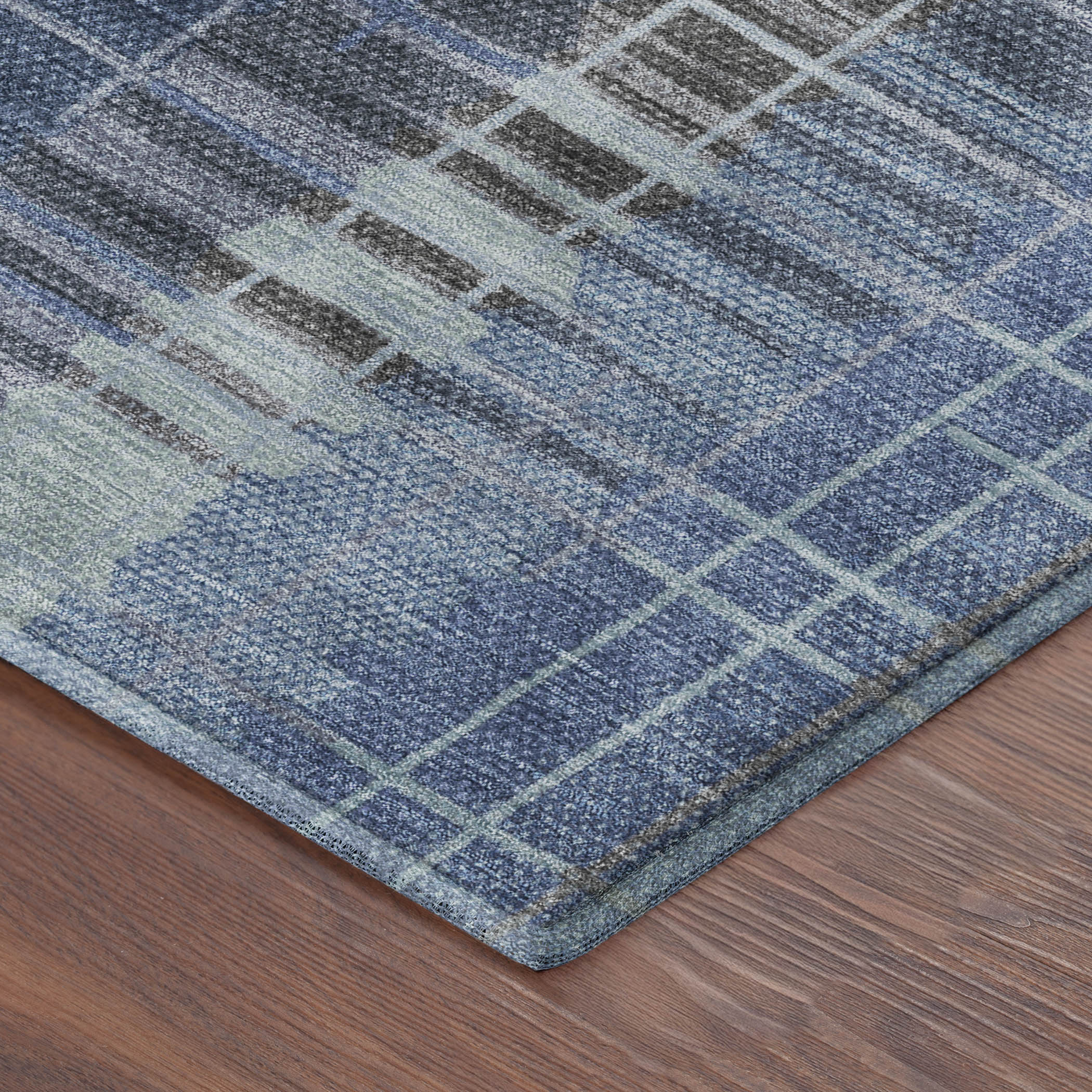 Seoul Machine Washable Transitional Denim Blue Rug 1'8" x 2'6" #shape_Rectangle