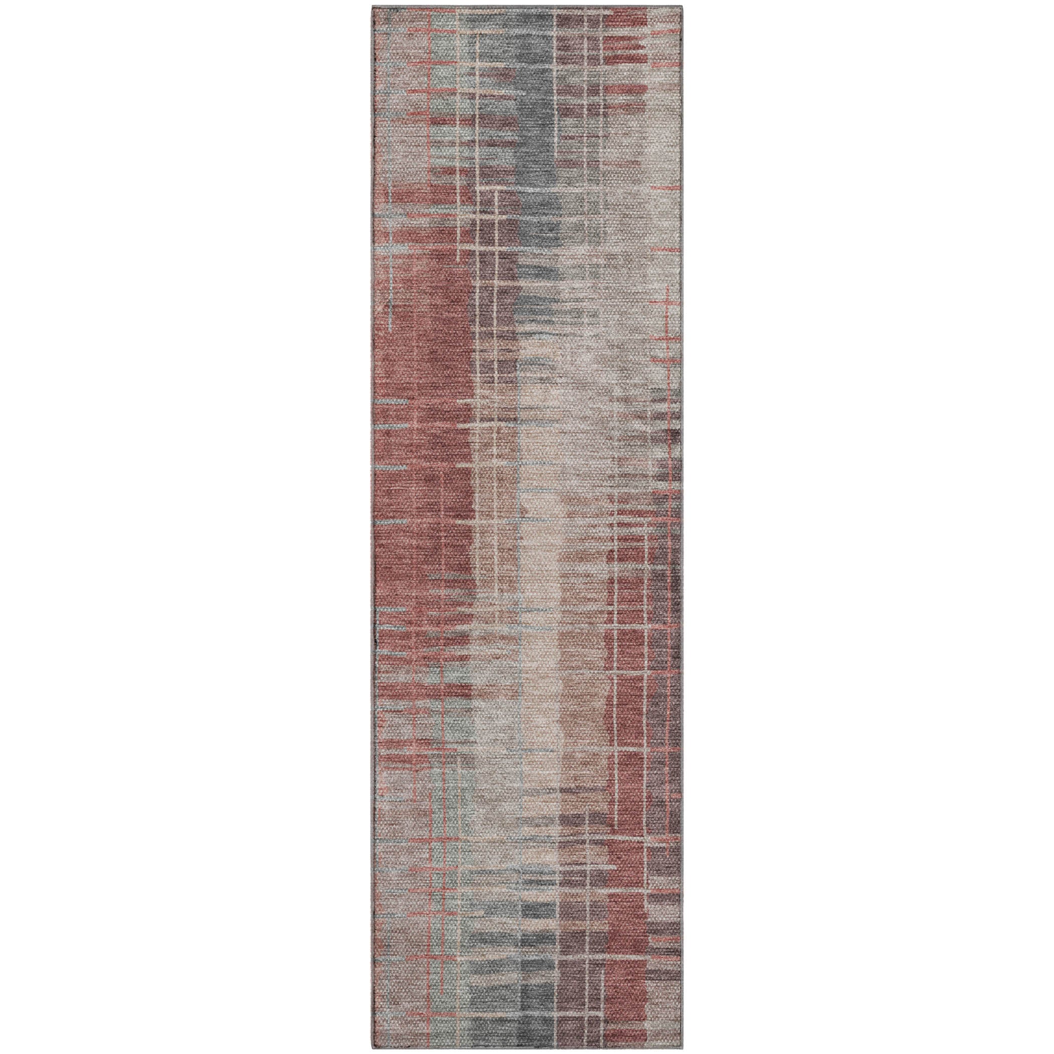 Seoul Machine Washable Transitional Paprika Orange Rug 2'3" x 7'6" #shape_Runner